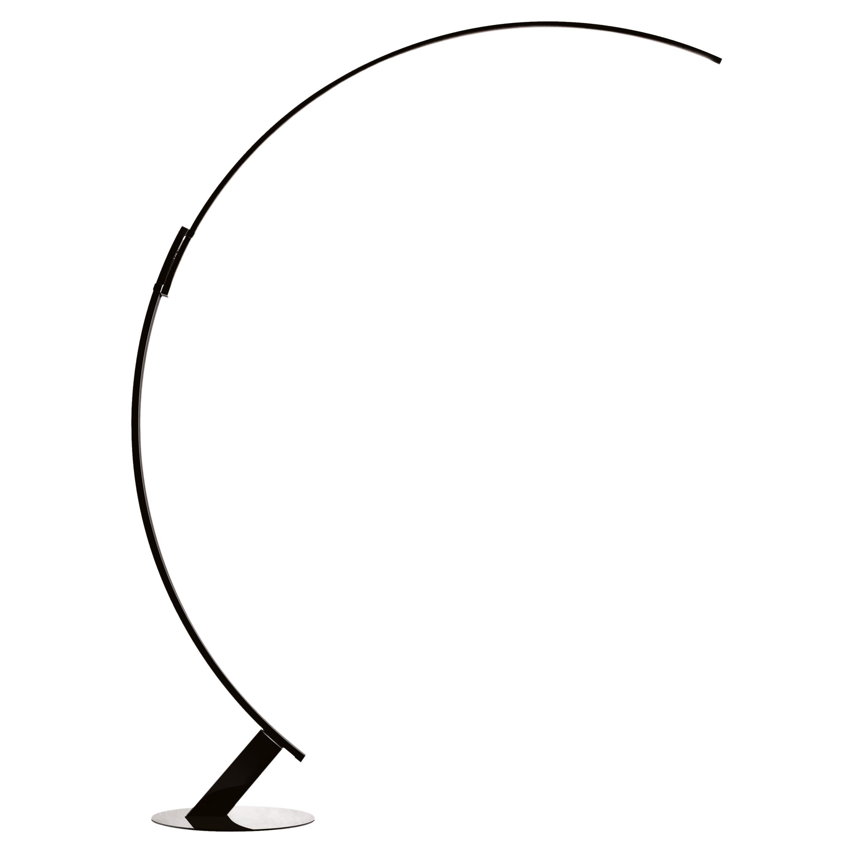 Contemporary Kundalini Hansandfranz Kyudo Led Black Arch Floor Lamp For Sale