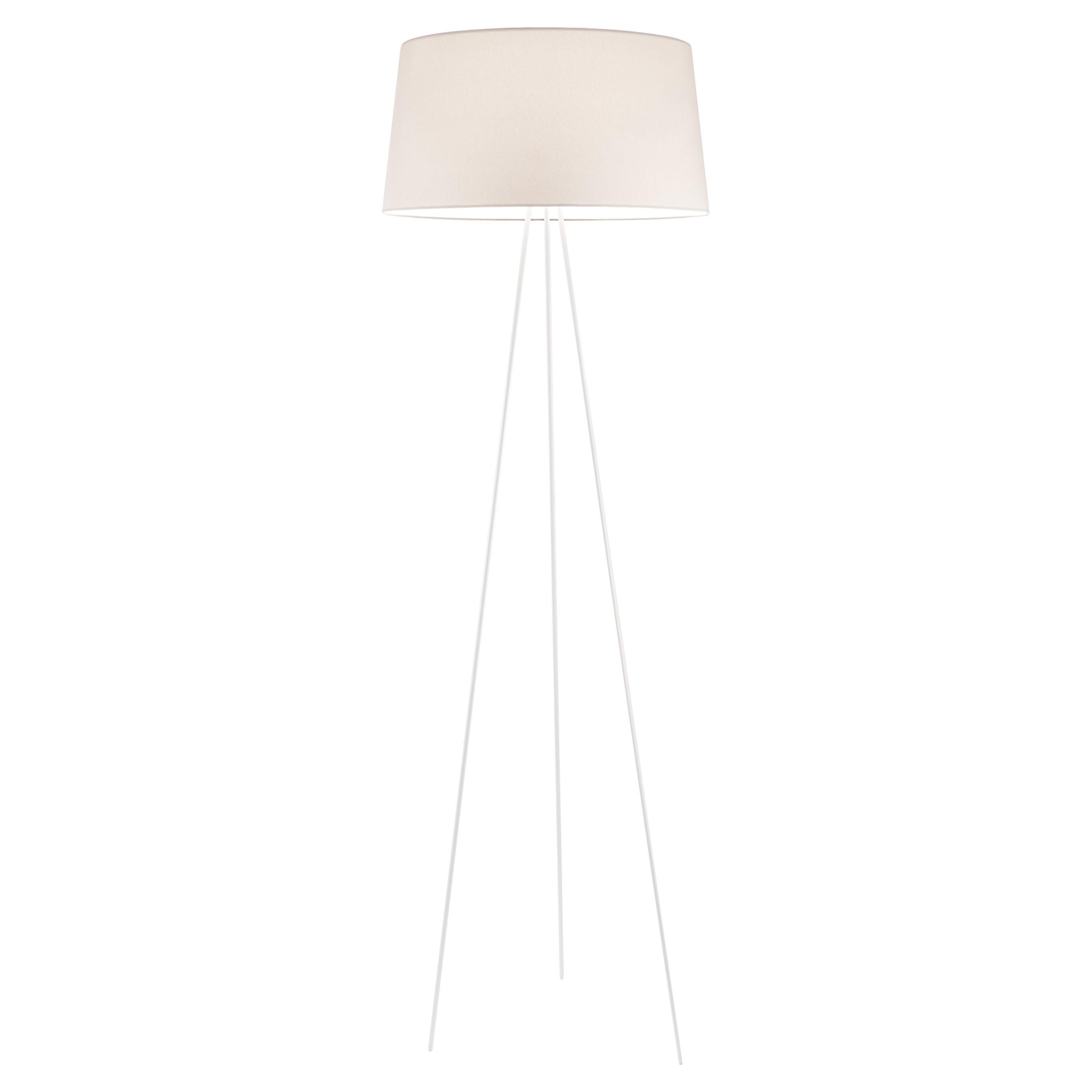 Contemporary Kundalini Pillet Tripod Ecru Fabric Floor Lamp For Sale