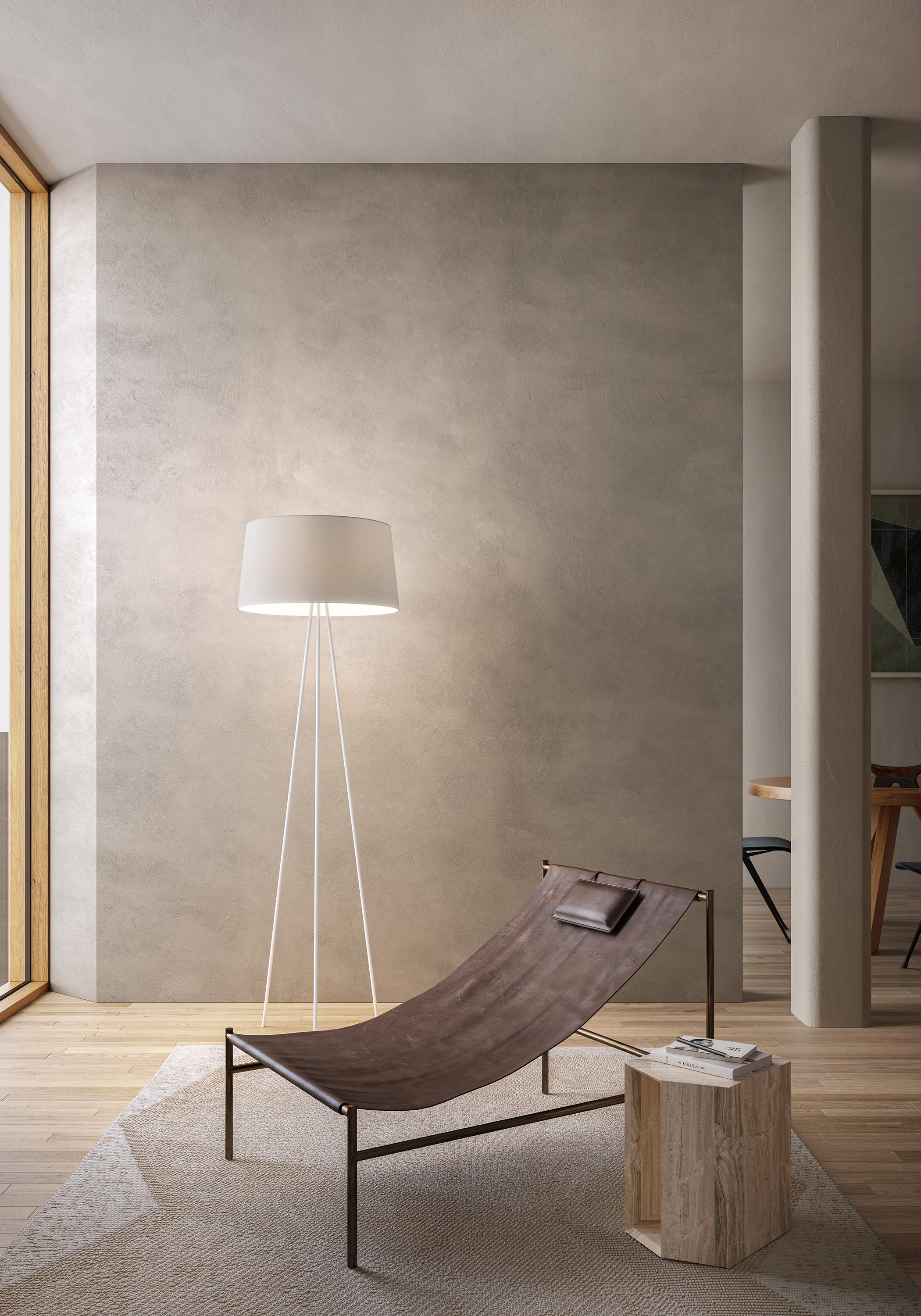 Tripod floor Moka finish

The modular elements of the most classic of lamps become basic and exclusive. Three simple lines for the support and straightforward volume for the fabric lampshade. An ethereal, refined and timeless object. Floor lamp,