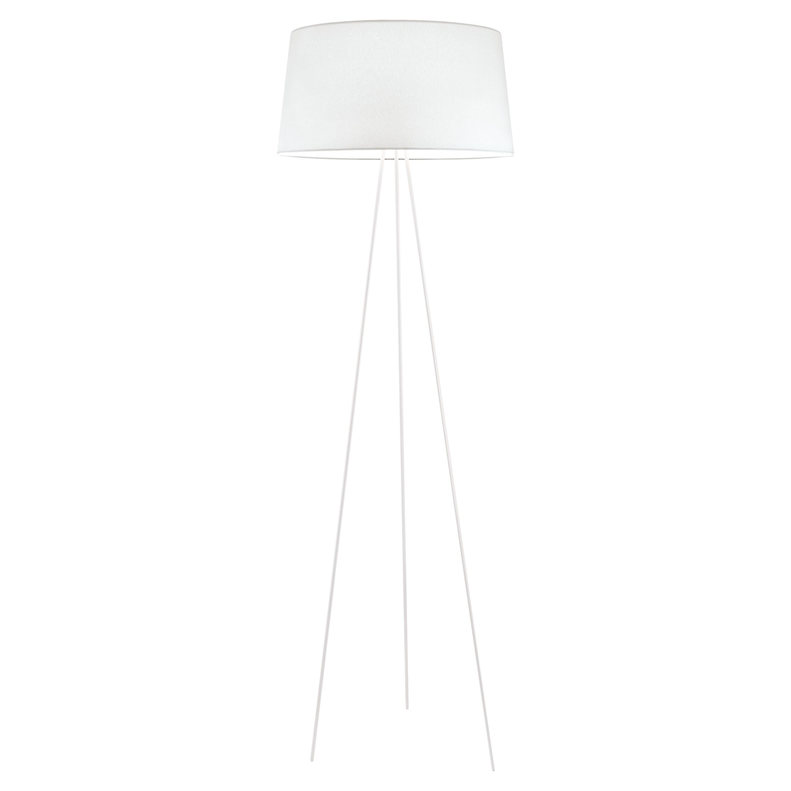 Contemporary Kundalini Pillet Tripod White Fabric Floor Lamp