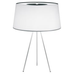 Contemporary Kundalini Pillet Tripod White Fabric Table Lamp