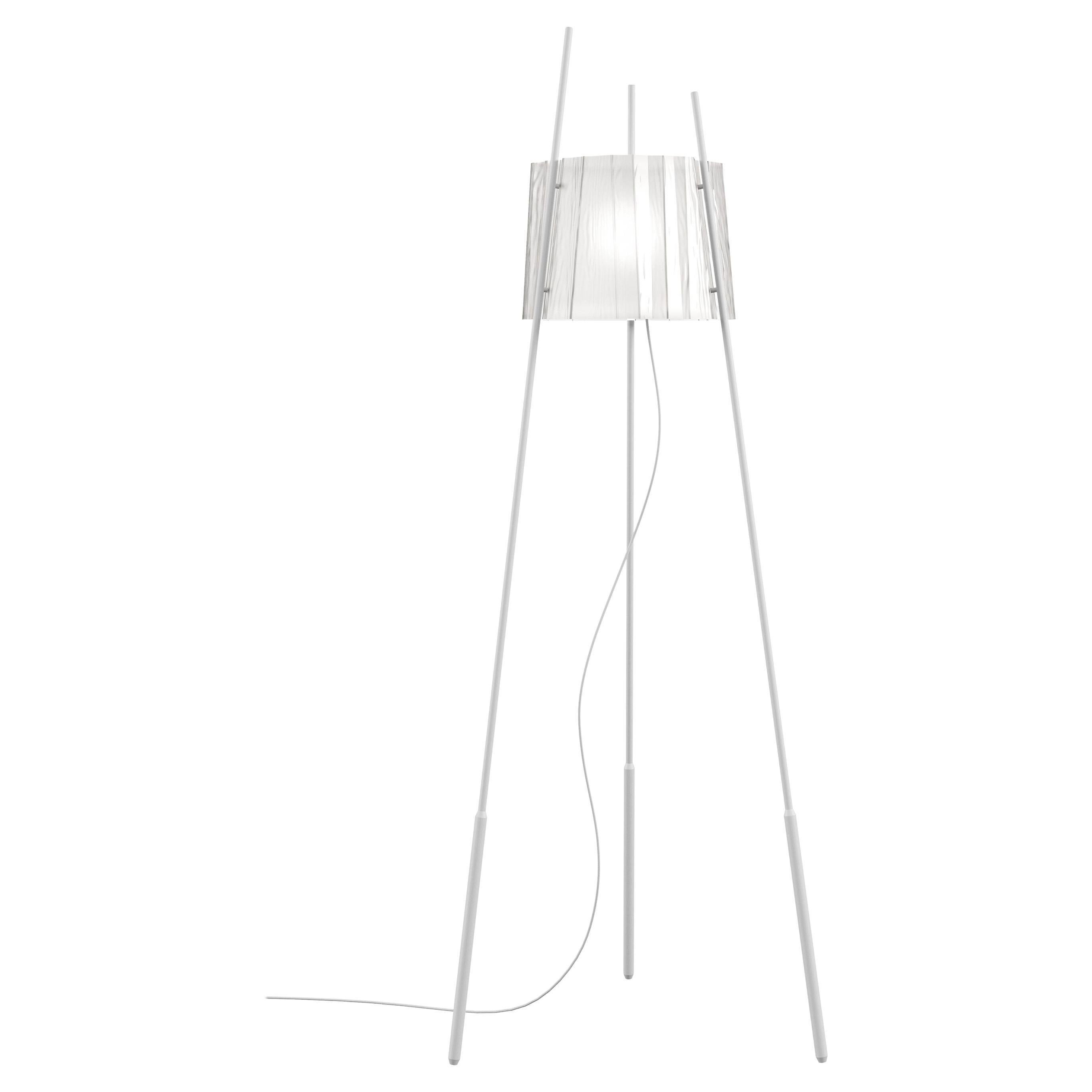 Contemporary Kundalini Sadler Tyla Glass White Triple Leg Floor Lamp For Sale