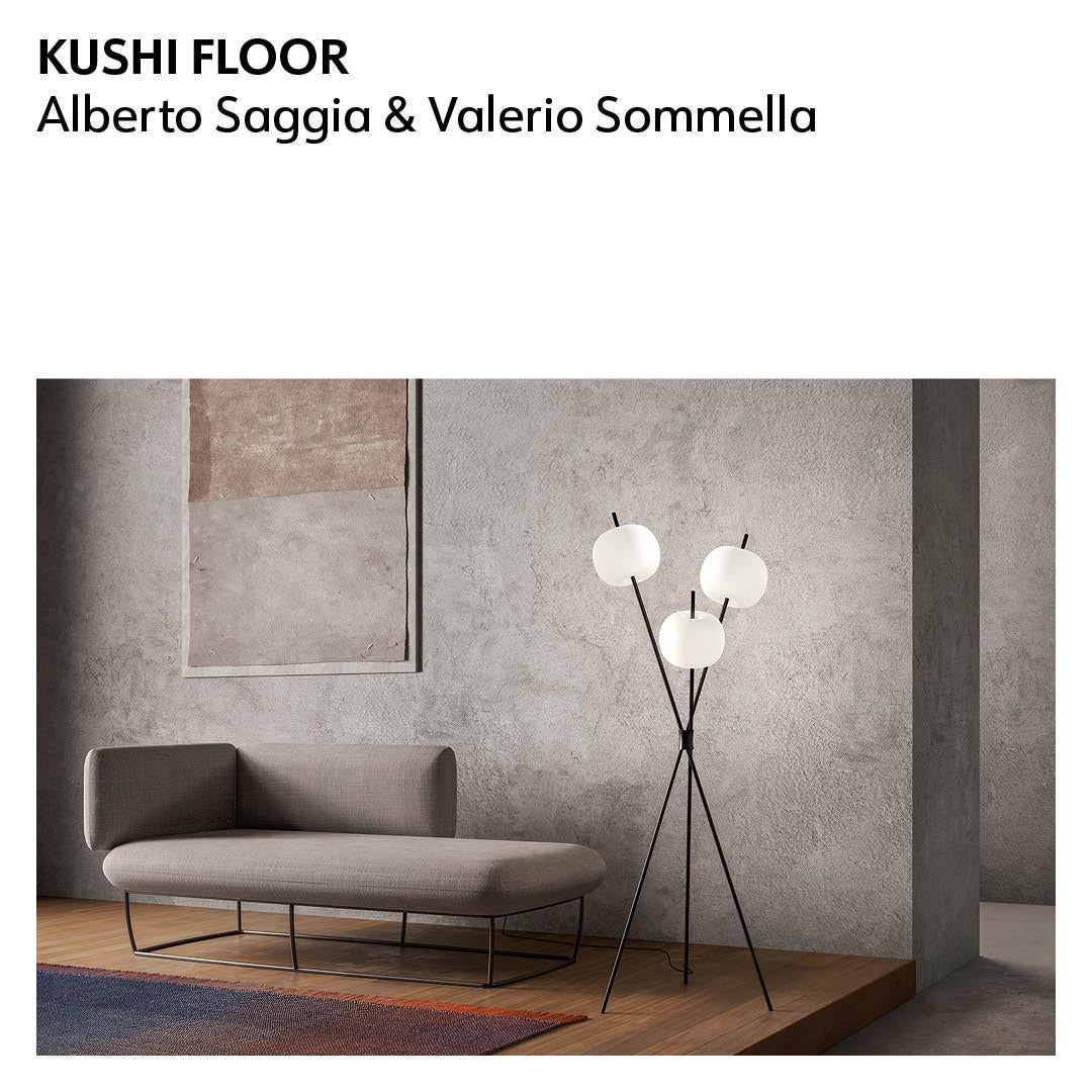 Italian Contemporary Kundalini Saggia & Sommella Kushi Glass and Copper Floor Lamp For Sale