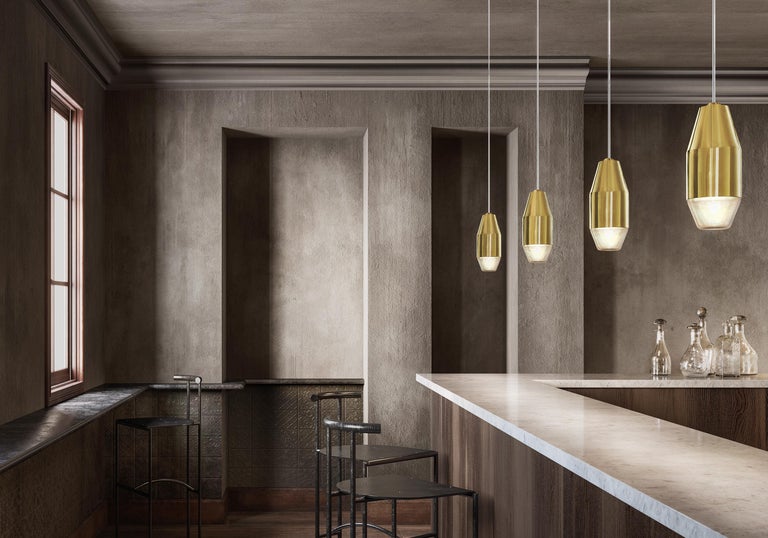 Contemporary Kundalini Yuma Metal and Glass Mini Pendant For Sale at