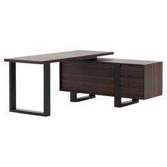 Custom L-Shape Desk in Wood and Metal