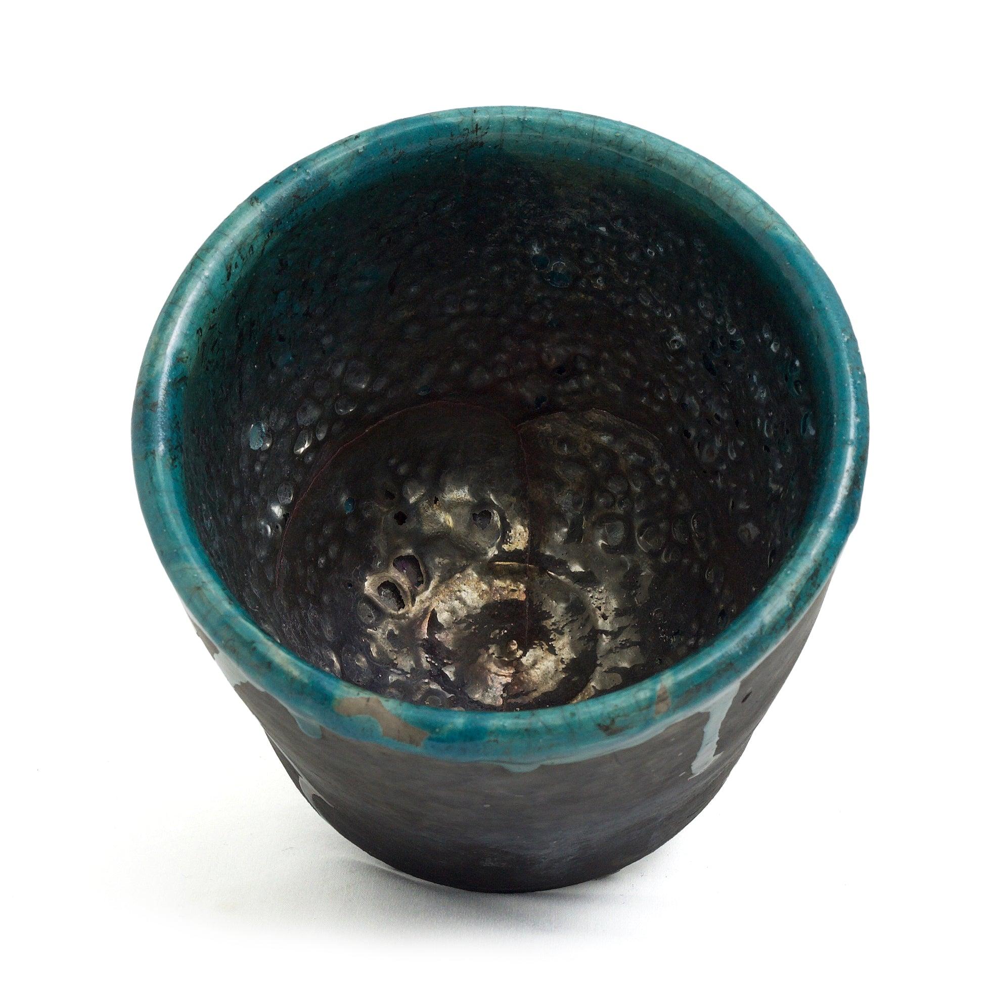 Contemporary Laab Artide Vase Mangkuk Bowl Ceramic Metal Coating Black Green In New Condition For Sale In monza, Monza and Brianza