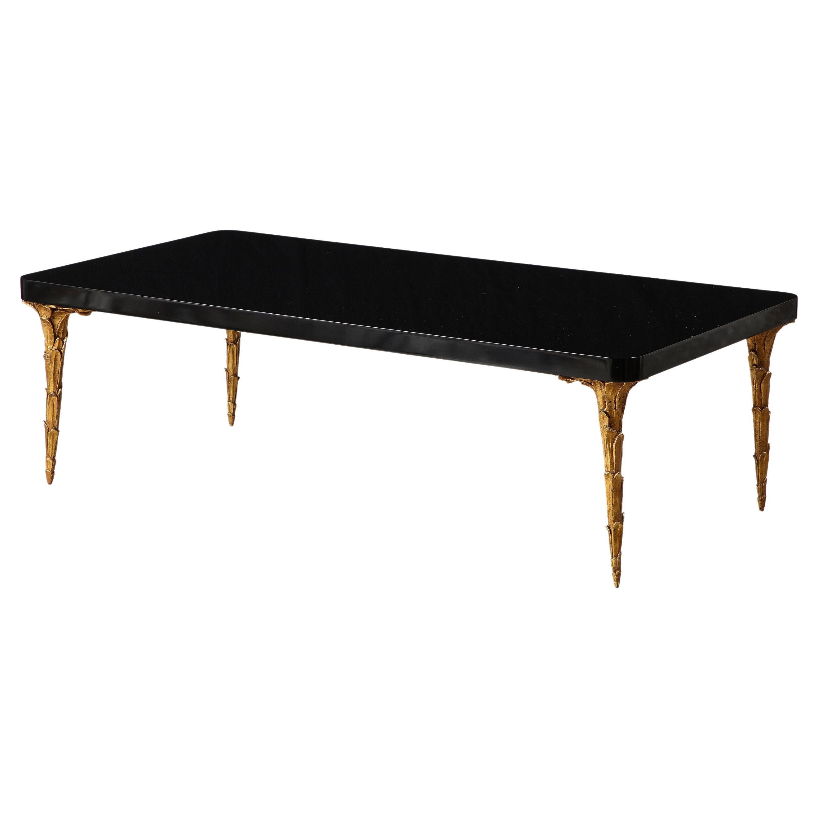 Contemporary Lacquer and Bronze Coffee Table For Sale