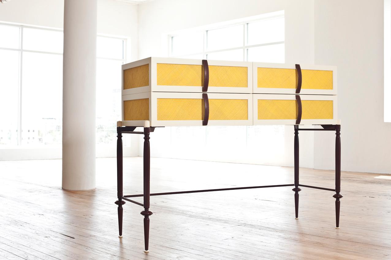 Modern Contemporary Lacquer Wood with Panels of Woven Straw Dresser by Luis Pons For Sale
