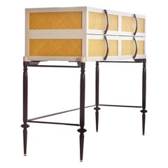 Contemporary Lacquer Wood with Panels of Woven Straw Dresser by Luis Pons
