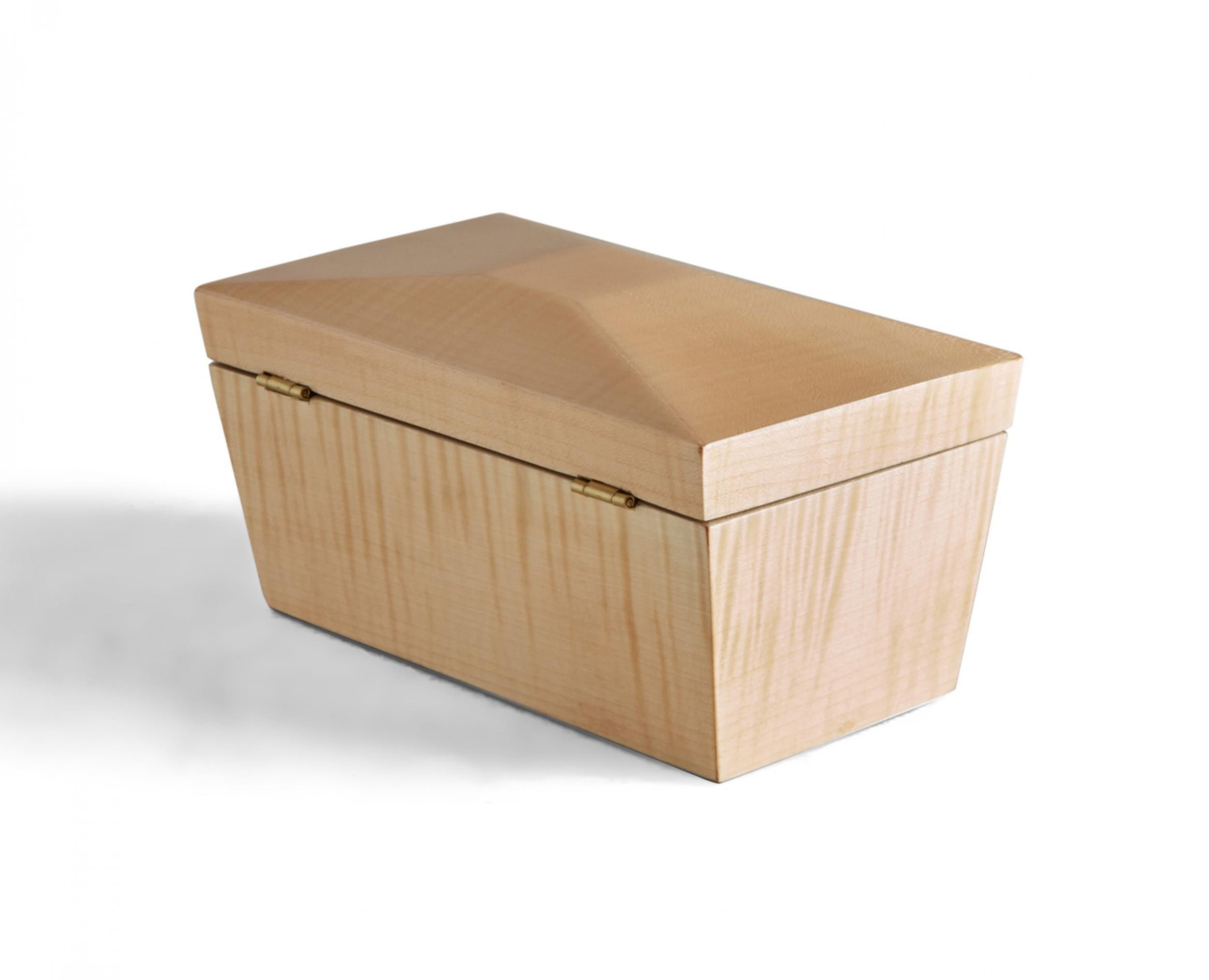 Zeitgenössische rechteckige dekorative Schachtel aus lackiertem blondem Ahornholz (Lack) im Angebot