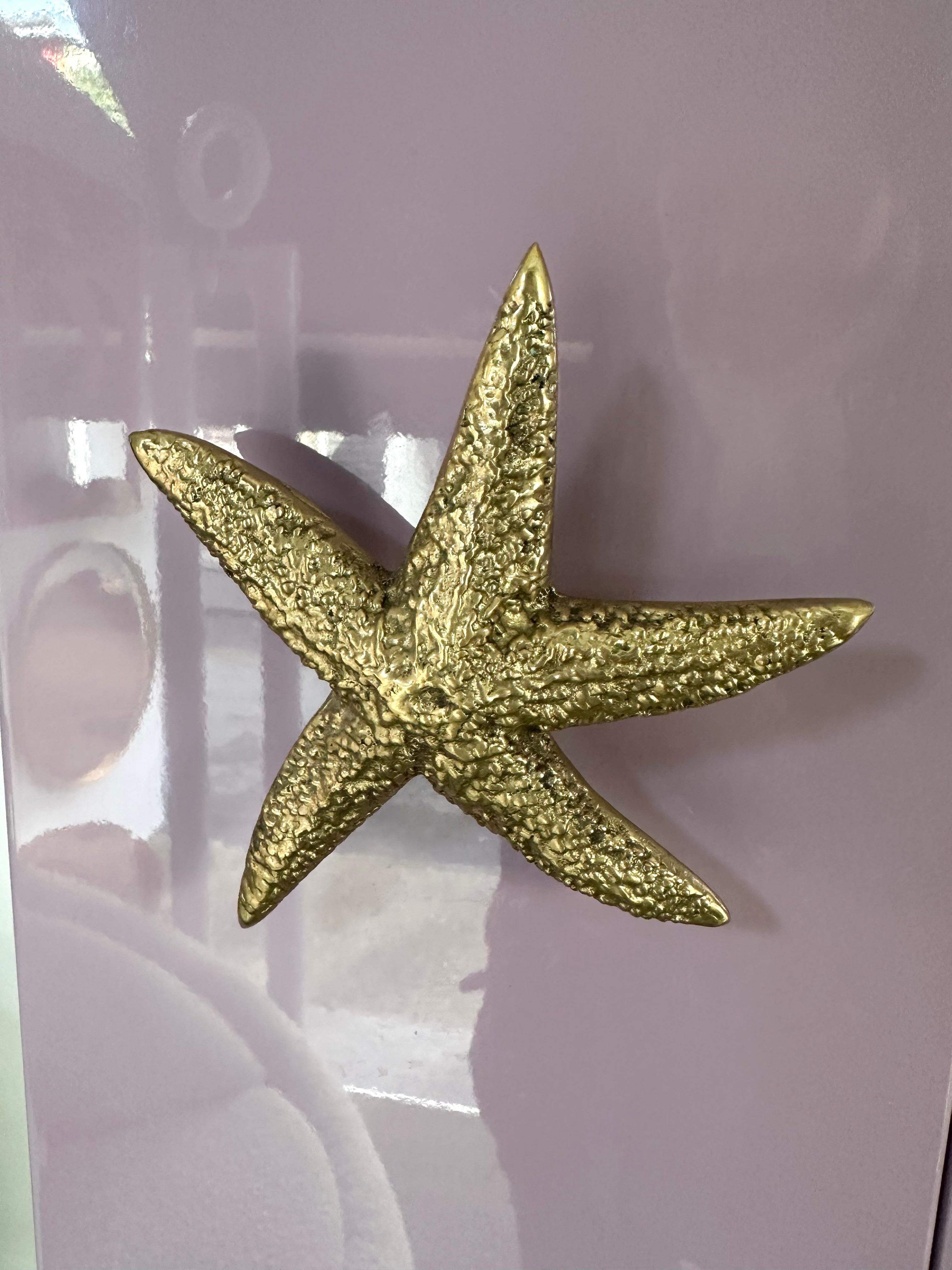 Contemporary Lacquered Brass Starfish and Rock Crystal Cabinet. Italy For Sale 6