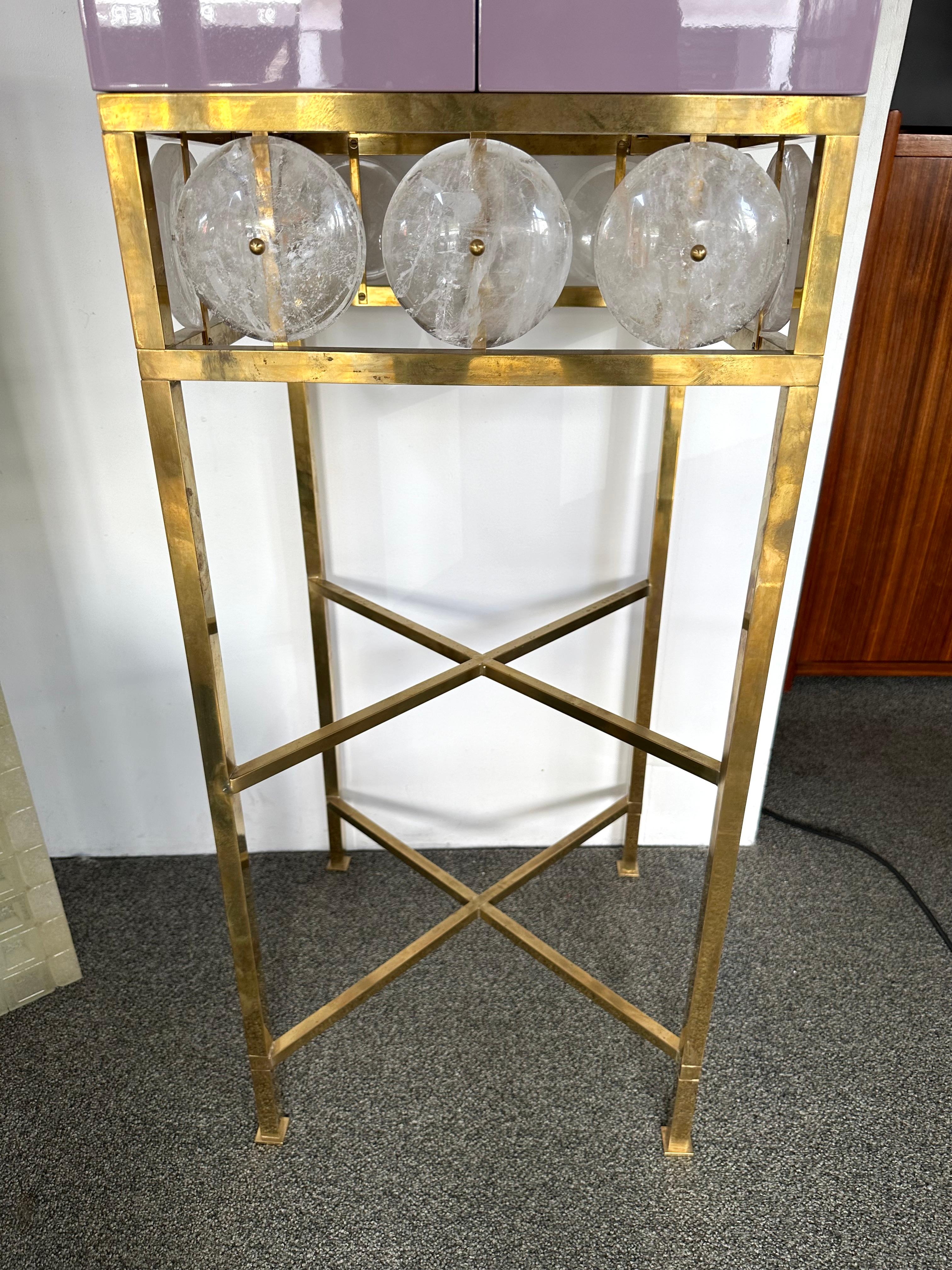 Contemporary Lacquered Brass Starfish and Rock Crystal Cabinet. Italy For Sale 2