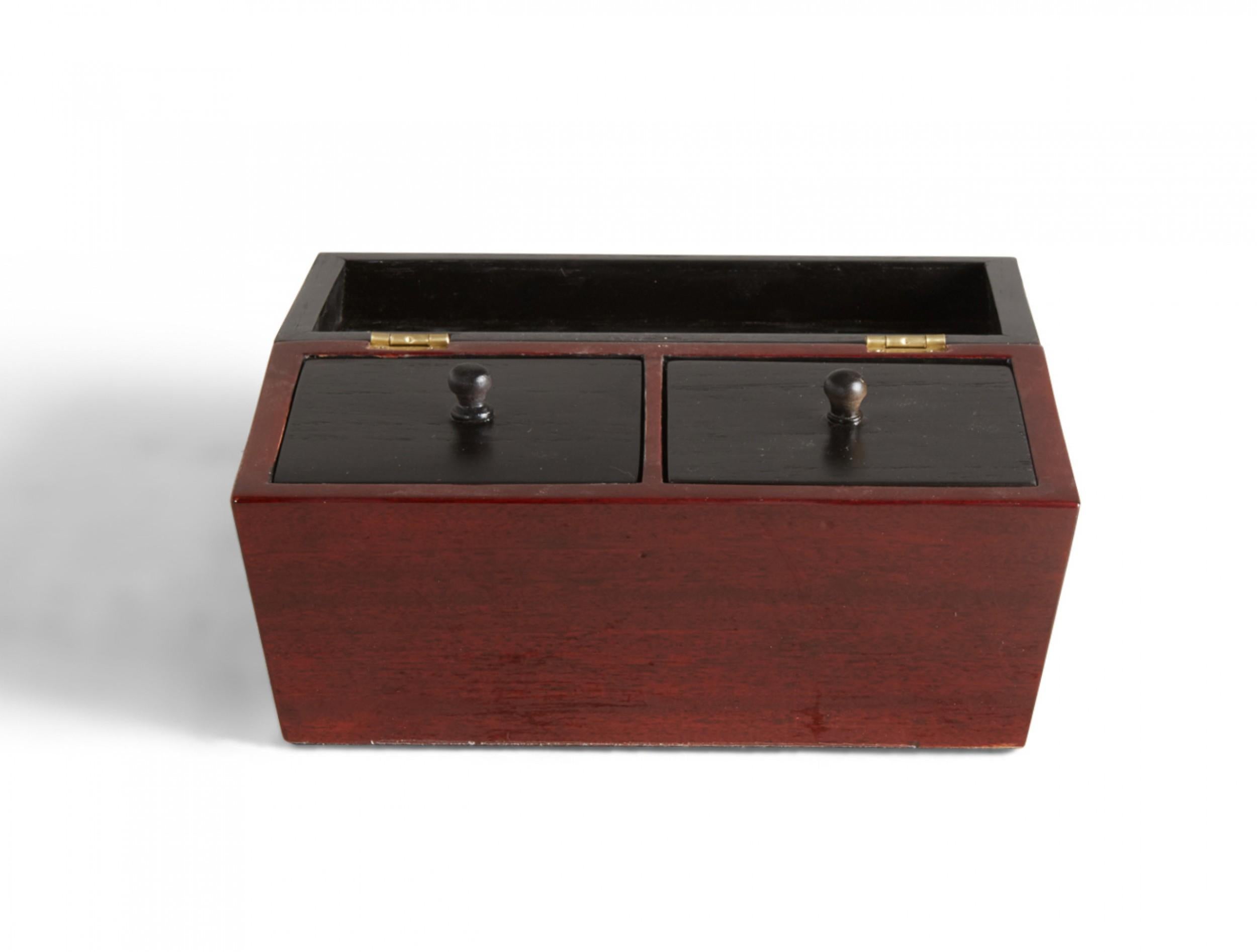 Zeitgenössische rechteckige dekorative Schachtel aus lackiertem Kirschbaumholz im Angebot 2