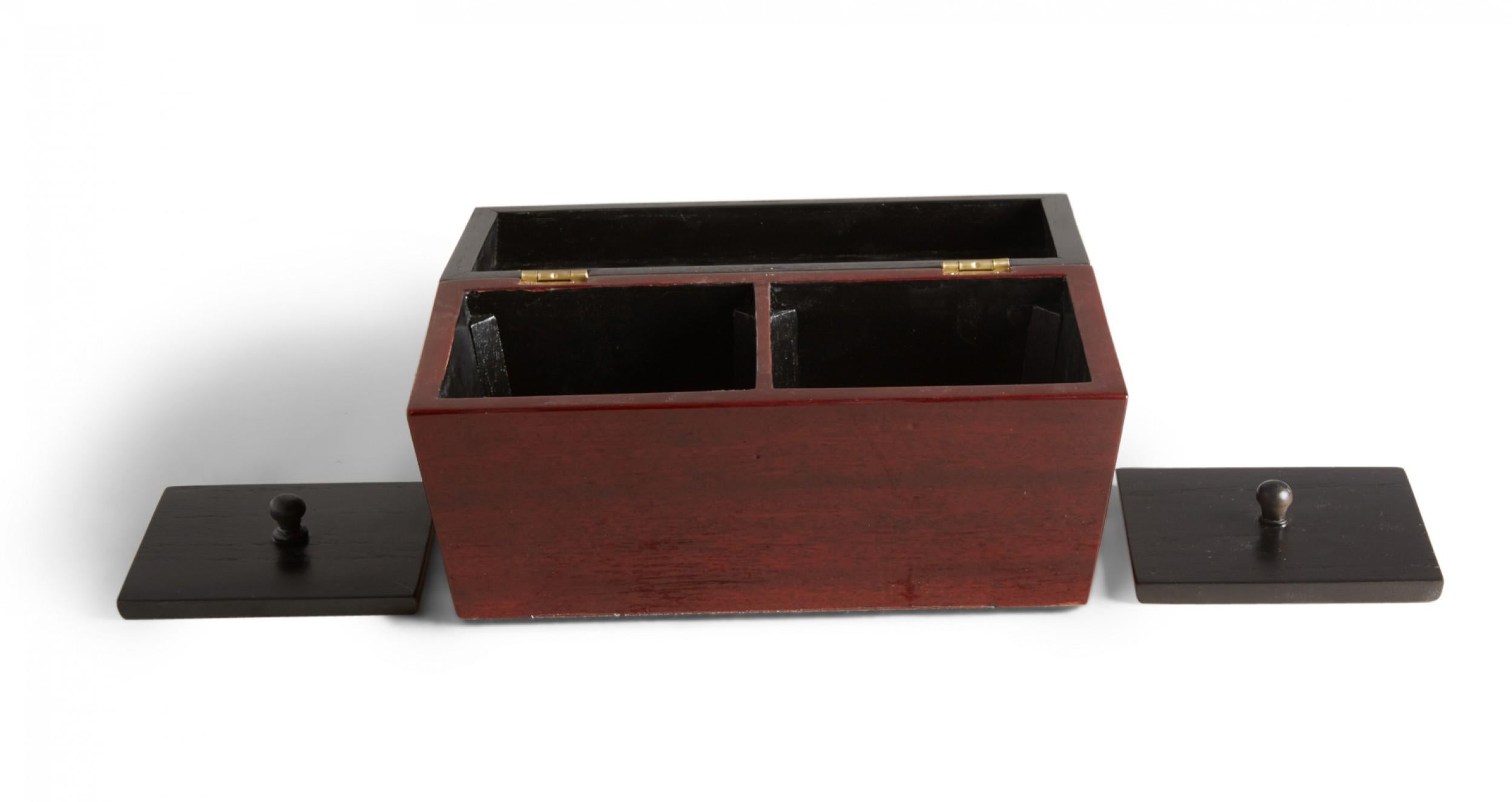 Zeitgenössische rechteckige dekorative Schachtel aus lackiertem Kirschbaumholz im Angebot 3