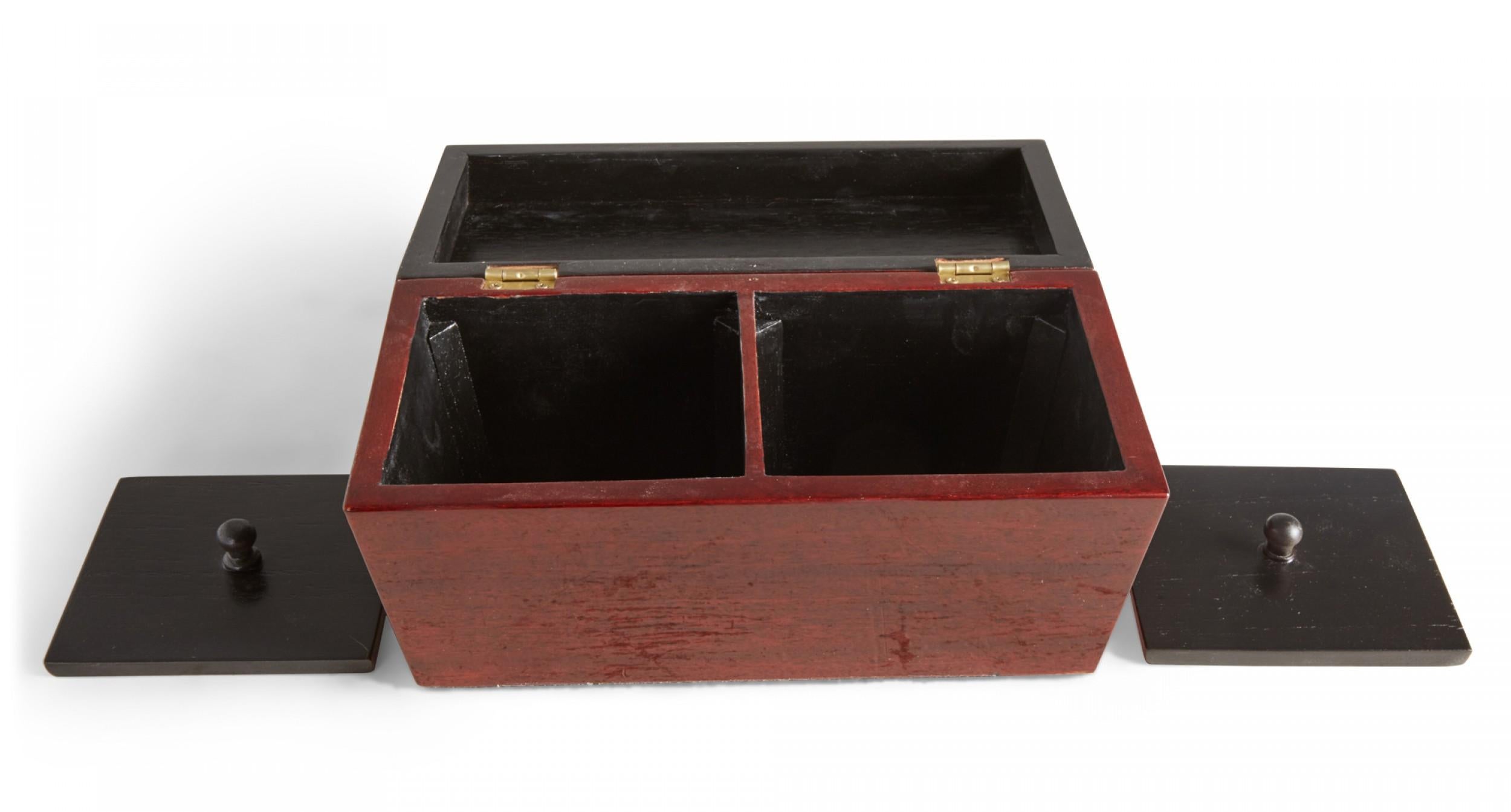 Zeitgenössische rechteckige dekorative Schachtel aus lackiertem Kirschbaumholz im Angebot 4