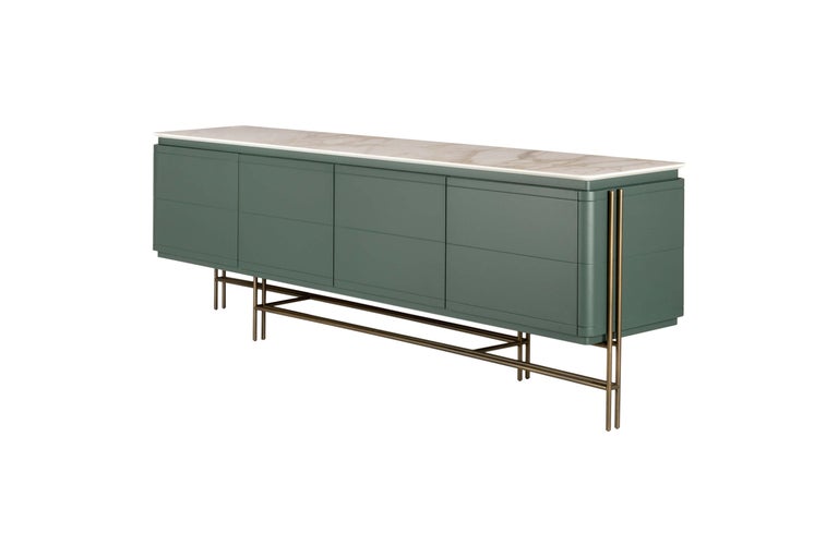 Contemporary Lacquered Sideboard/Antique Brass Base For Sale 3