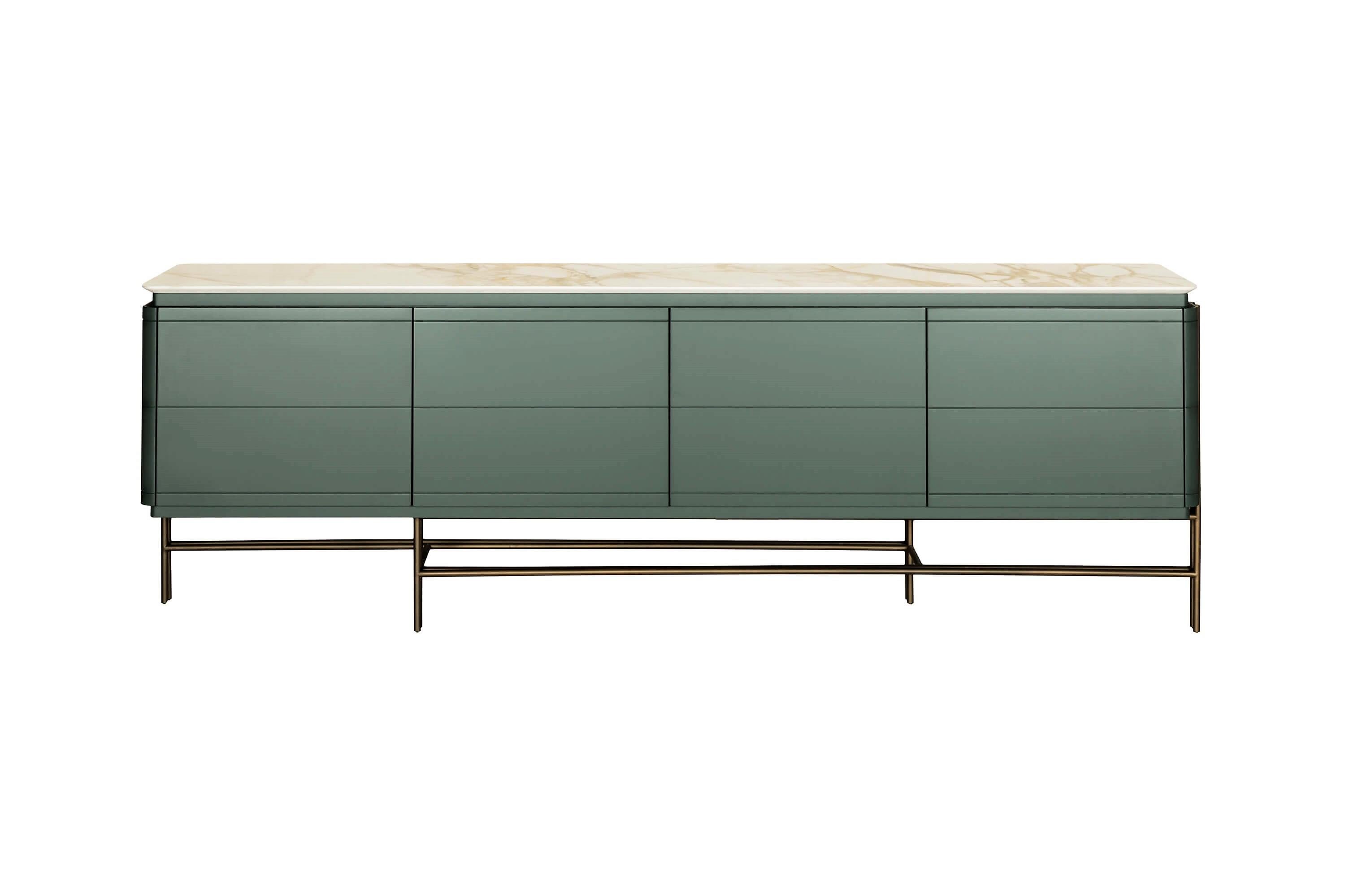 Contemporary Lacquered Sideboard/Antique Brass Base For Sale 4