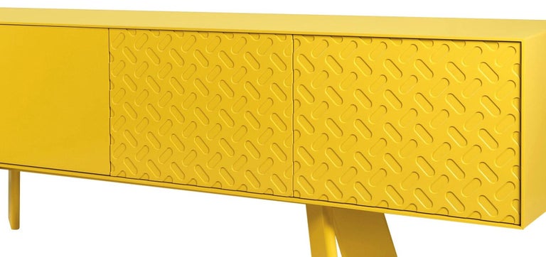 European Contemporary Lacquered Sideboard in Gold Yellow For Sale