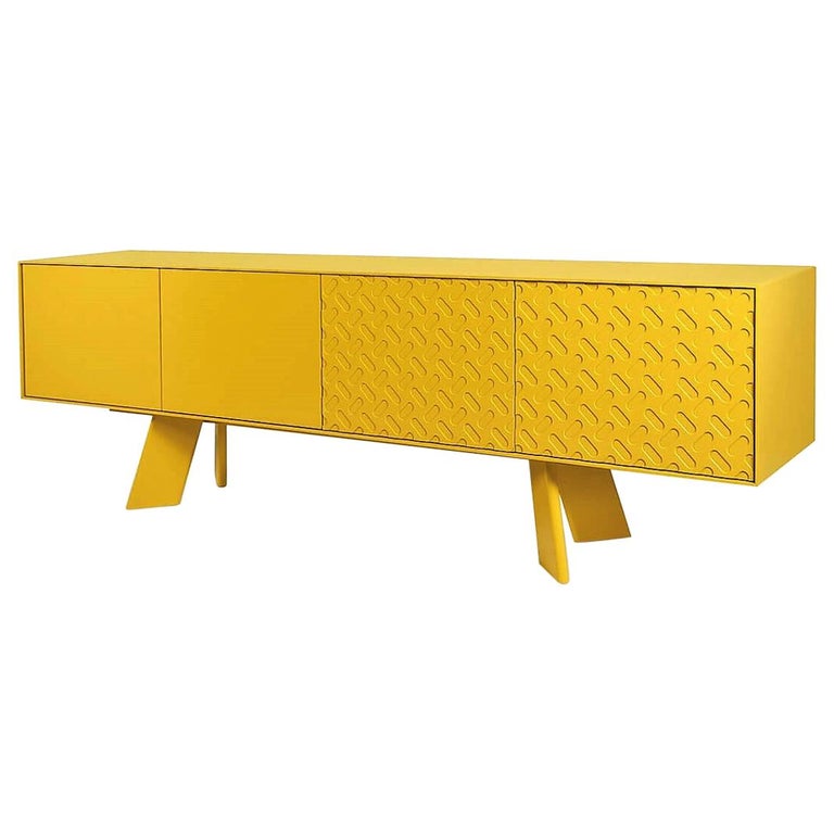 Contemporary Lacquered Sideboard in Gold Yellow For Sale