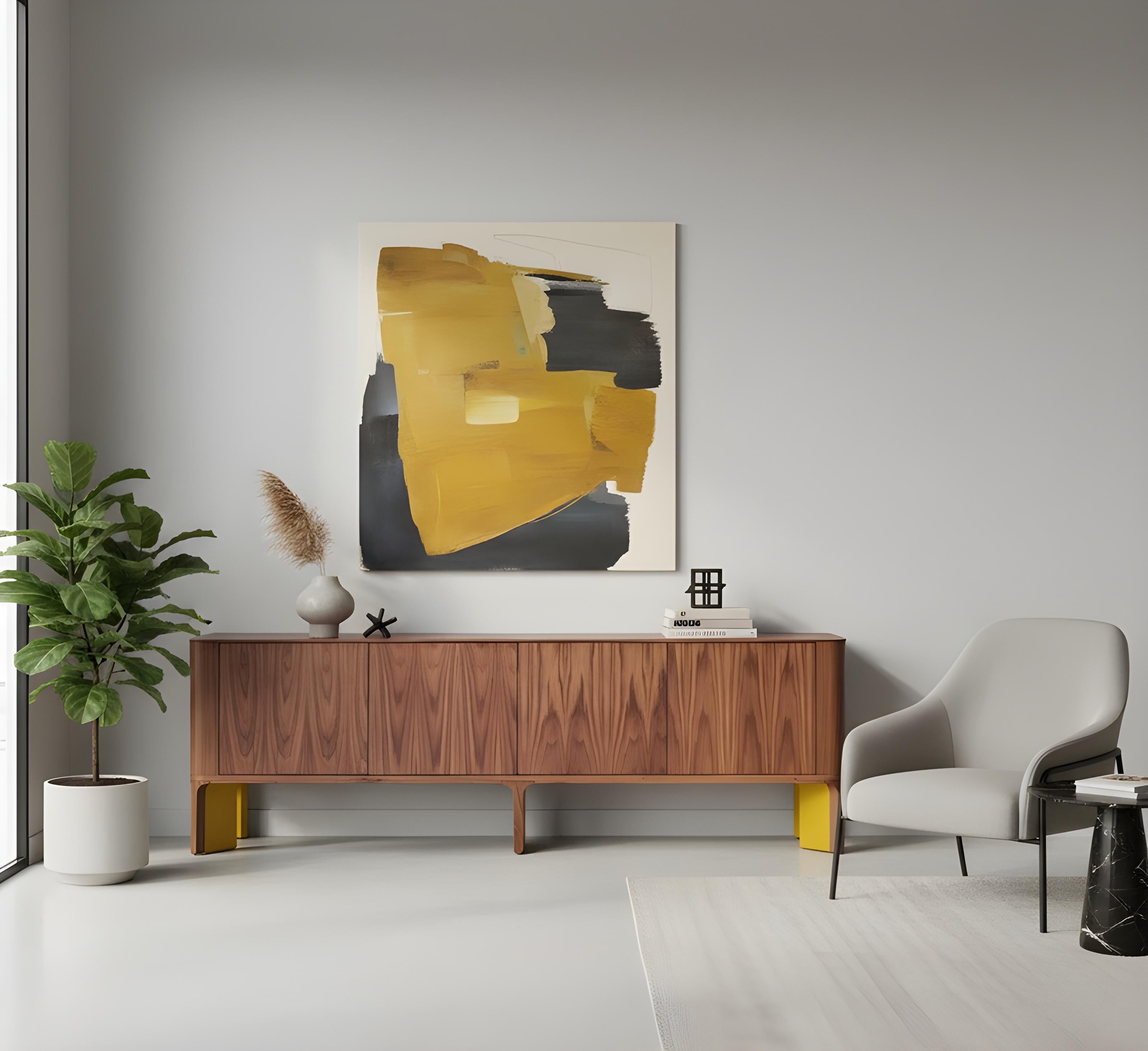 Modern Contemporary Lacquered Sideboard with Round Corners. For Sale