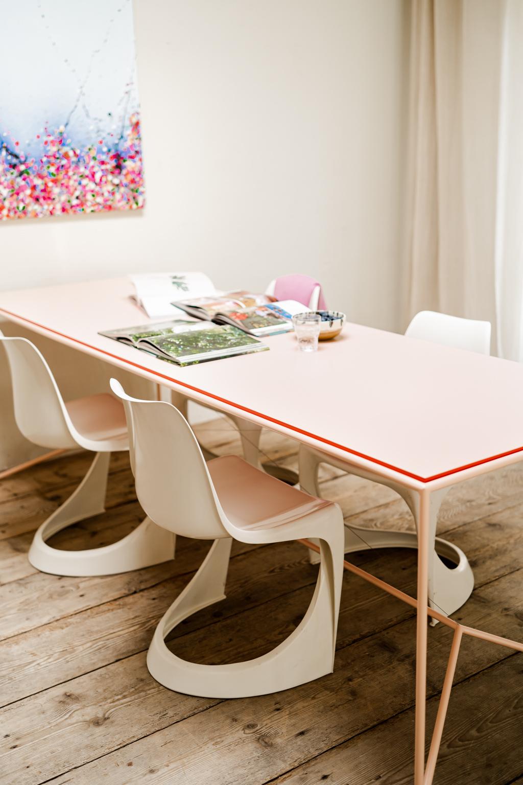 Contemporary Lacquered Steel Table with Reversible Lacquered Mdf Top For Sale 12