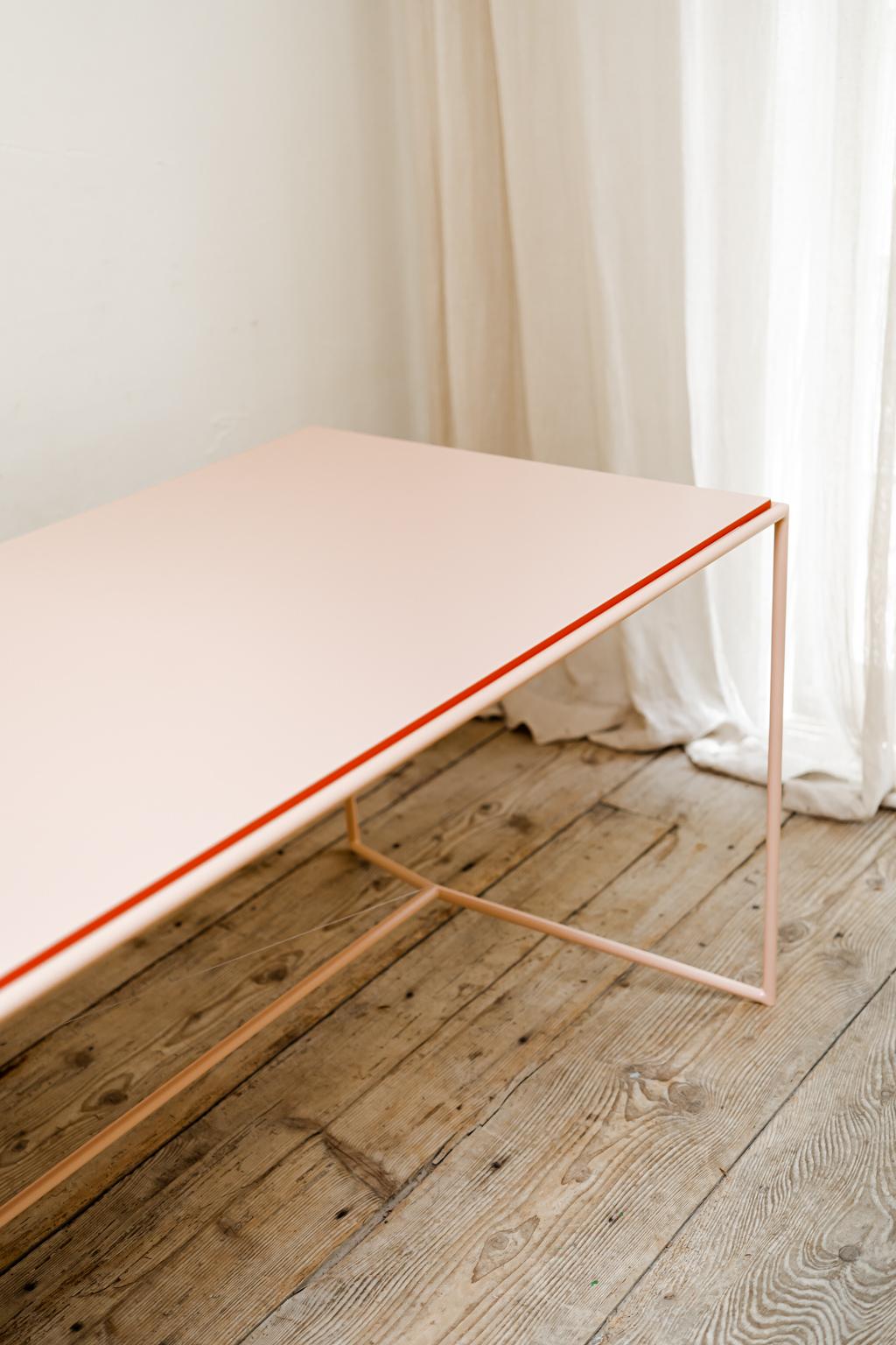 Belgian Contemporary Lacquered Steel Table with Reversible Lacquered Mdf Top For Sale