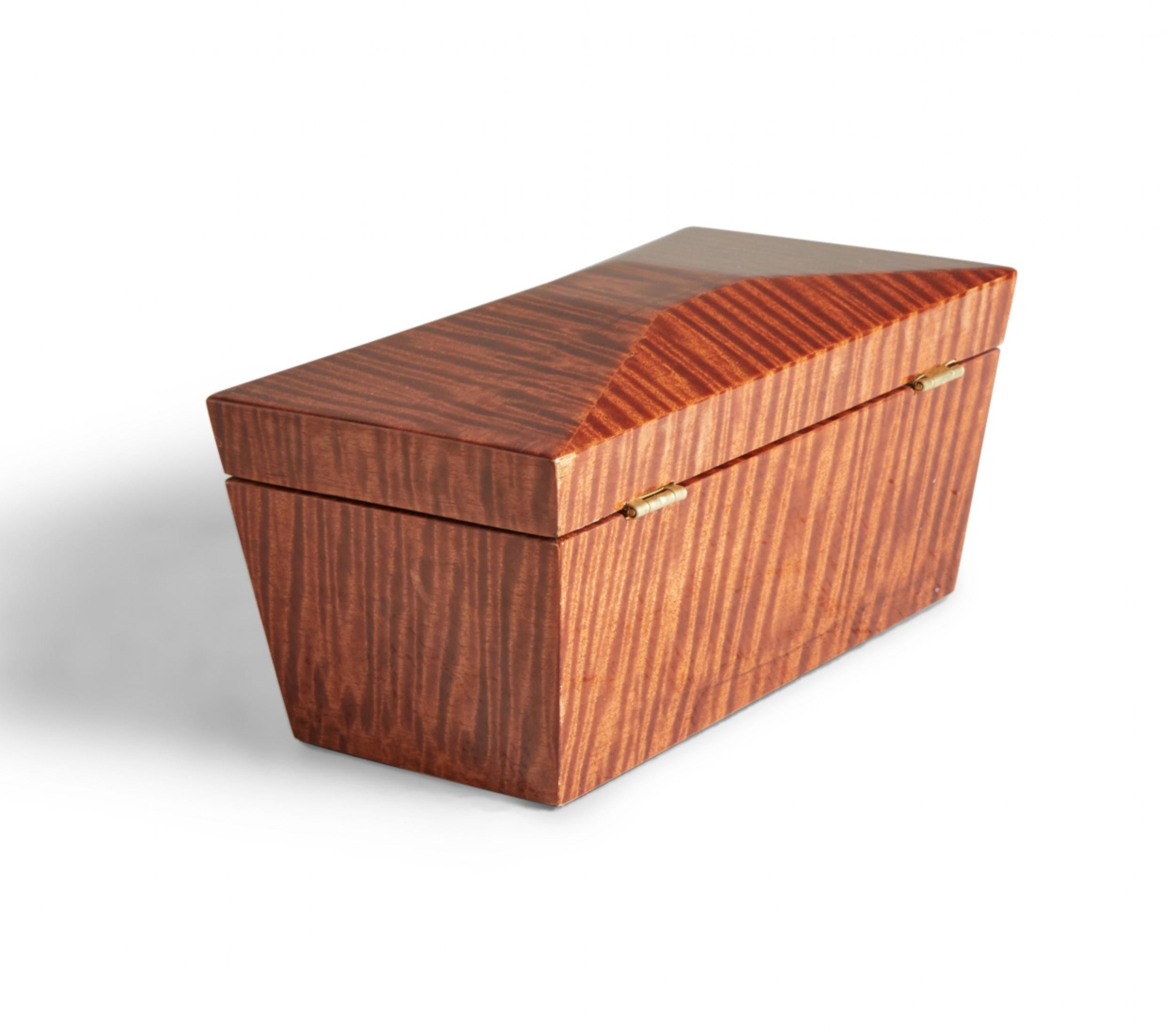 Contemporary Lacquered Tiger Maple Rectangular Decorative Box For Sale 1