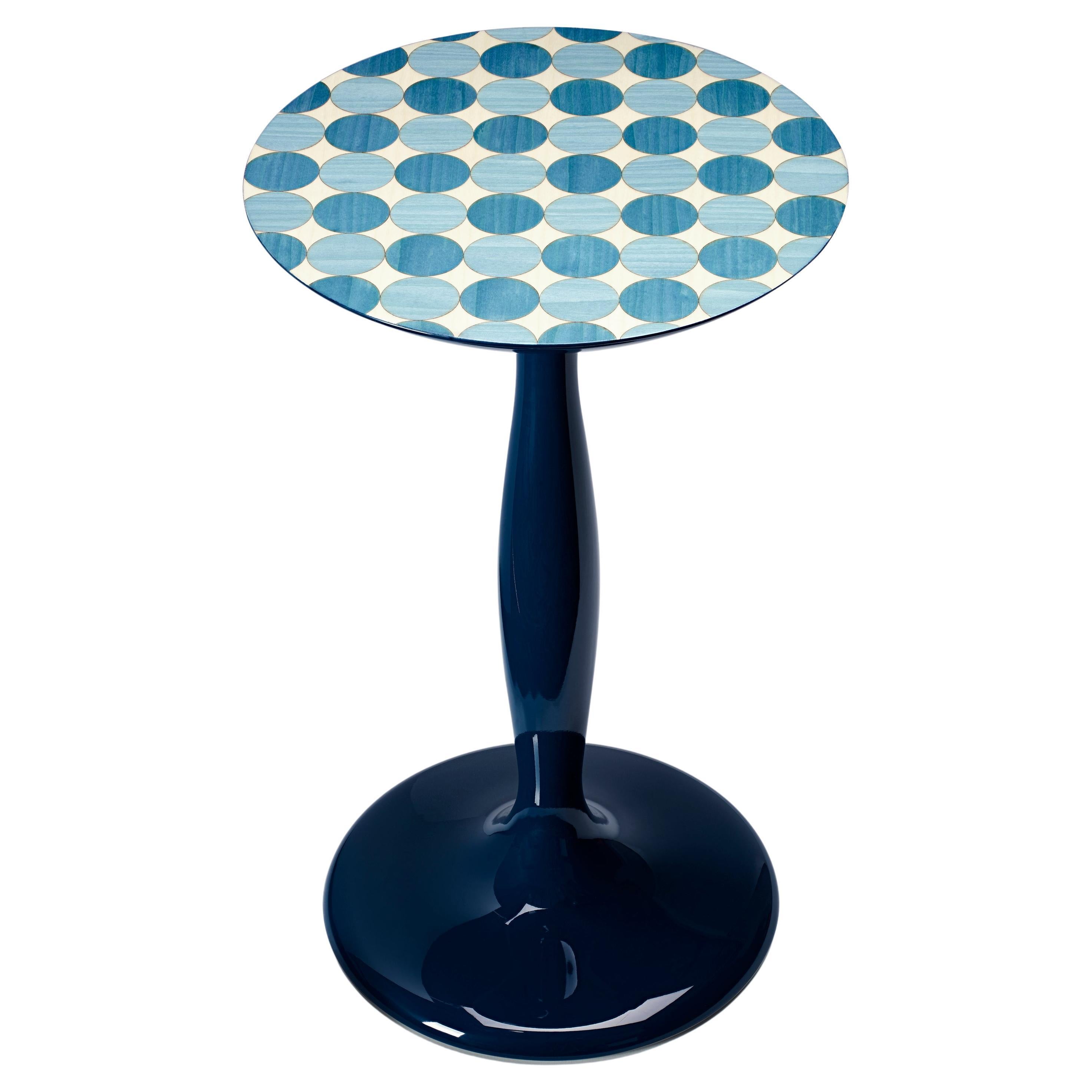 Contemporary Lacquered with Marquetry Top Side Table "Dots" by Studio Catoir For Sale
