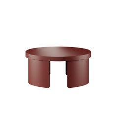 Mid-century Modern Round Coffee Table Dark Red Brown Matte Lacquer