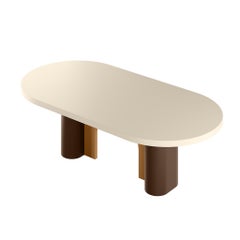 Modern Dining Table Wood Beje Matte Light Brown and Chocolate Brown