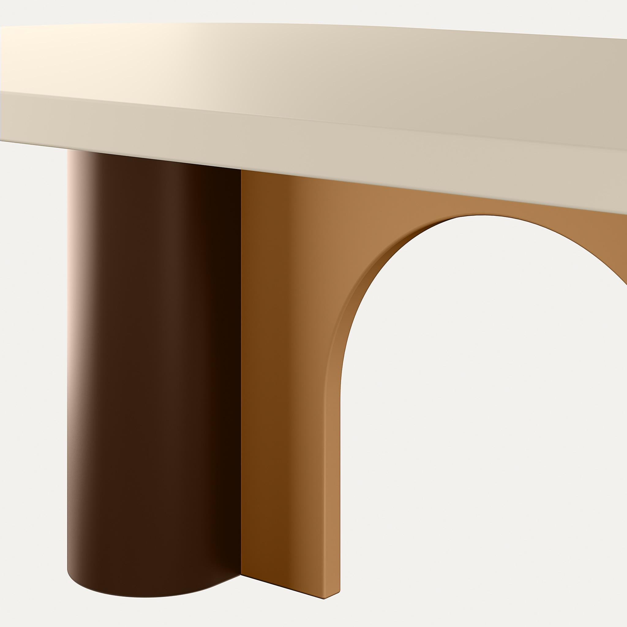 European Modern Dining Table Wood Beje Matte Light Brown and Chocolate Brown For Sale