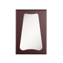 Modern Minimalist Customizable Framed Mirror Dark Red Noire Matte Wood Lacquer