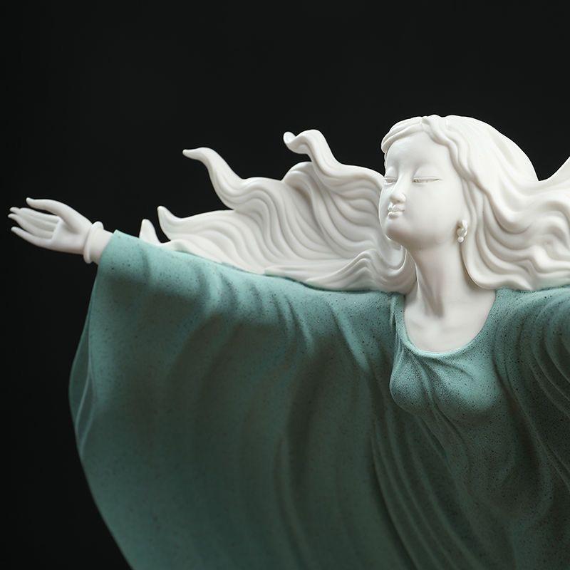 Vintage Chinese Porcelain Hugging Lady Figurine Sculpture For Sale 2