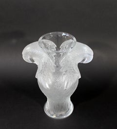 Contemporary Lalique France Crystal Glass Macao Macaw Vase Table Sculpture