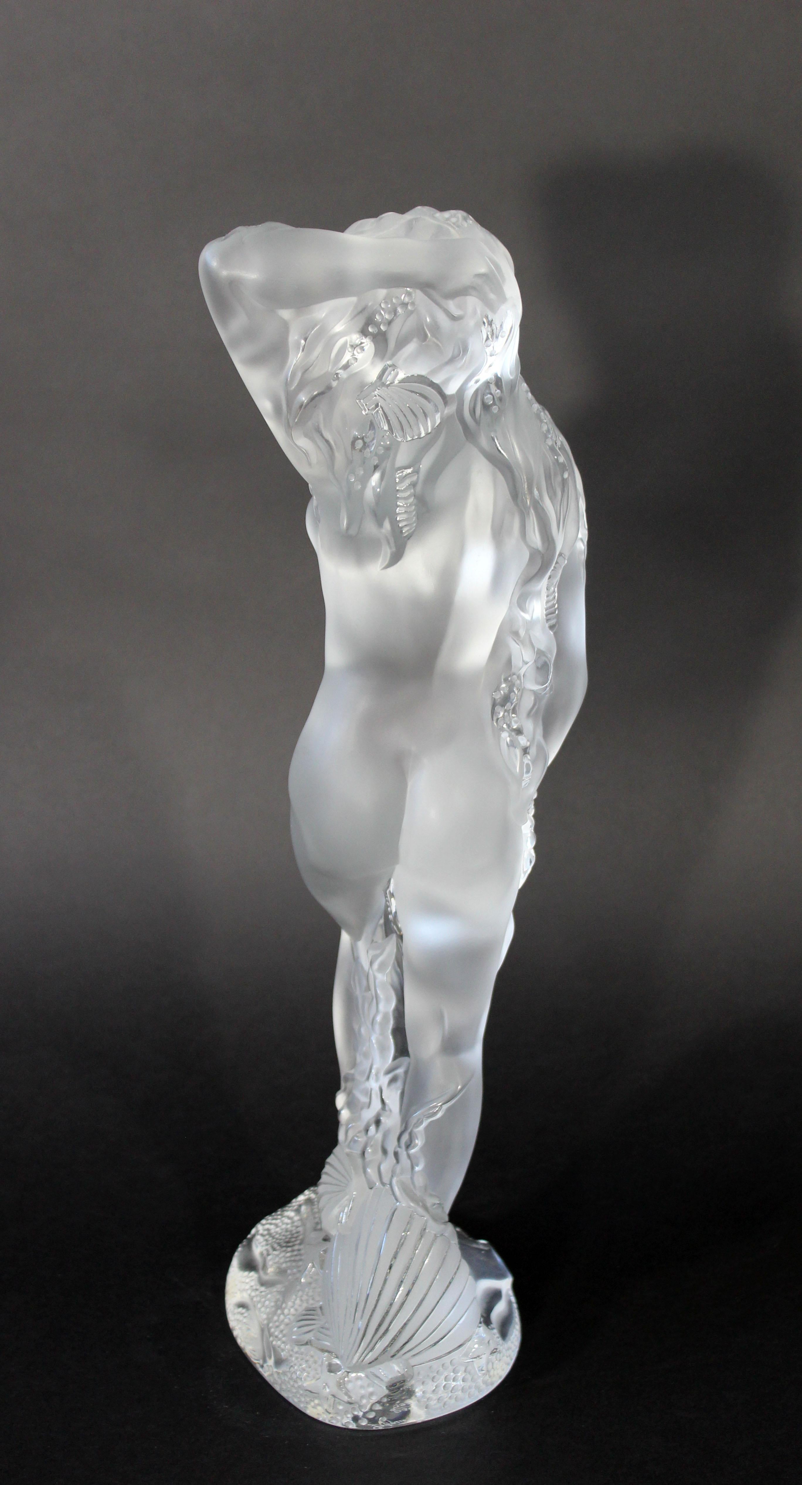 French Contemporary Lalique Ocean Ide Signed Numbered Nude Sculpture 32/999