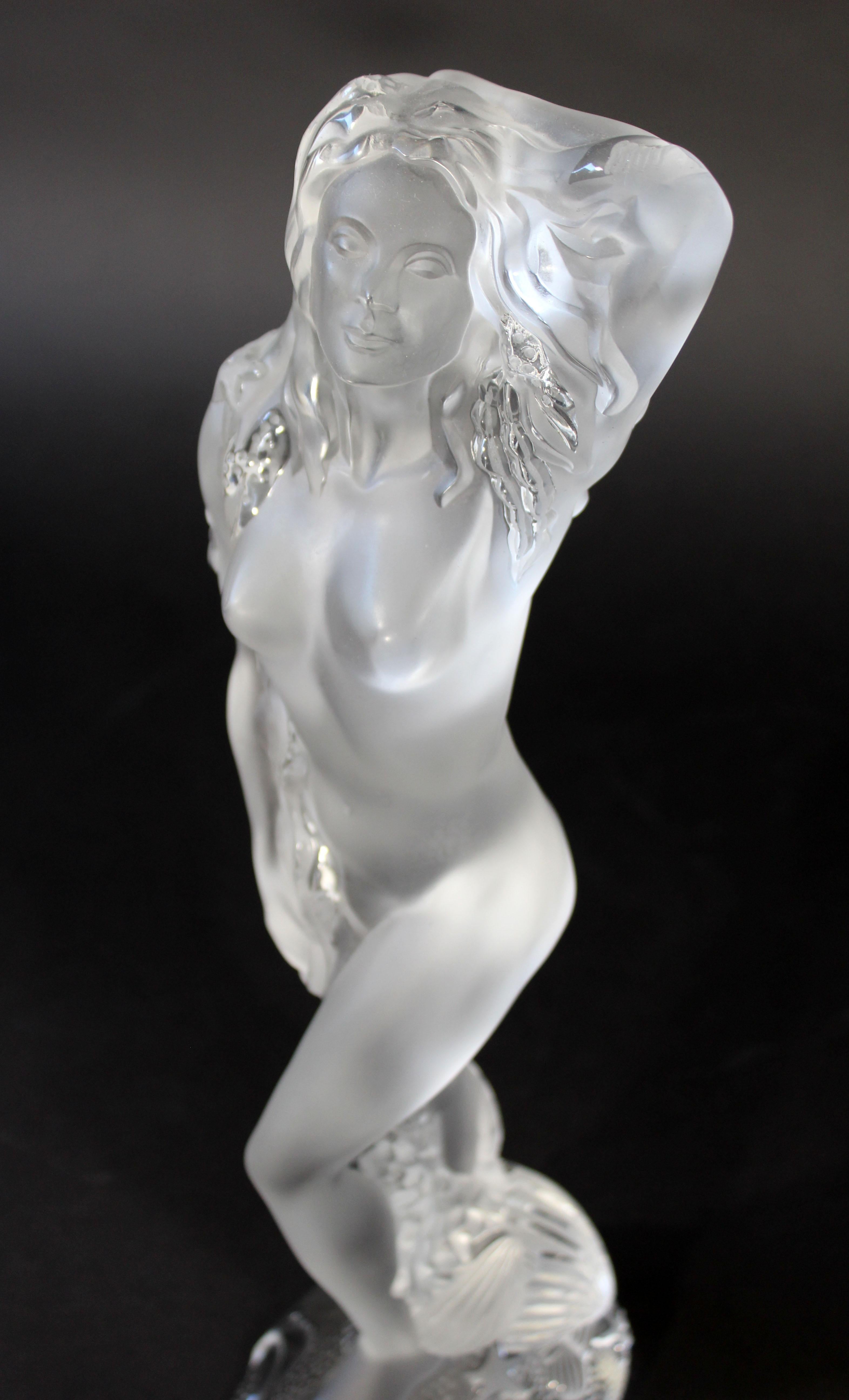 Crystal Contemporary Lalique Ocean Ide Signed Numbered Nude Sculpture 32/999