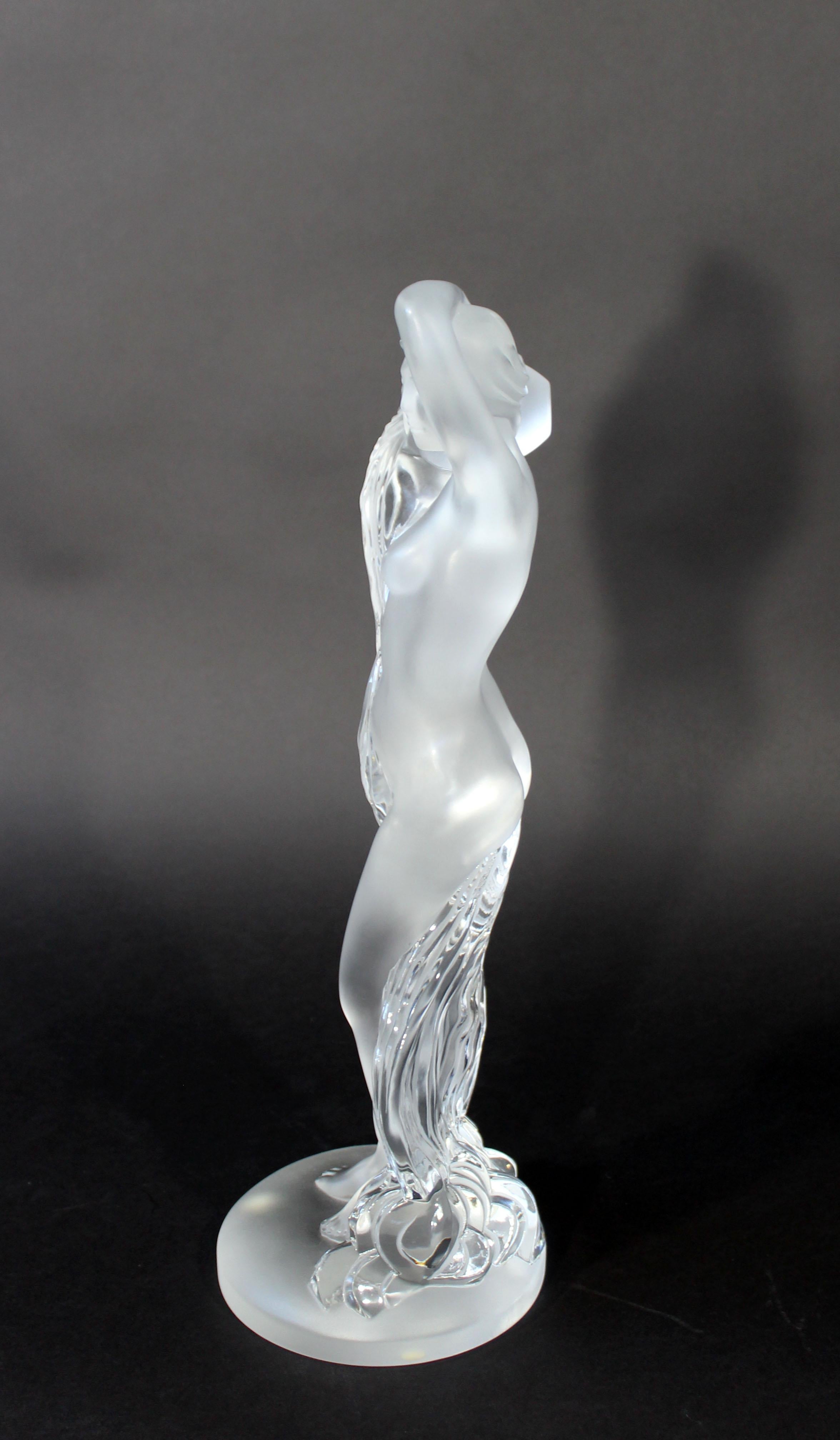 Contemporary Lalique Signed Nude Water Nymph Crystal Table Sculpture 139/999 In Good Condition In Keego Harbor, MI