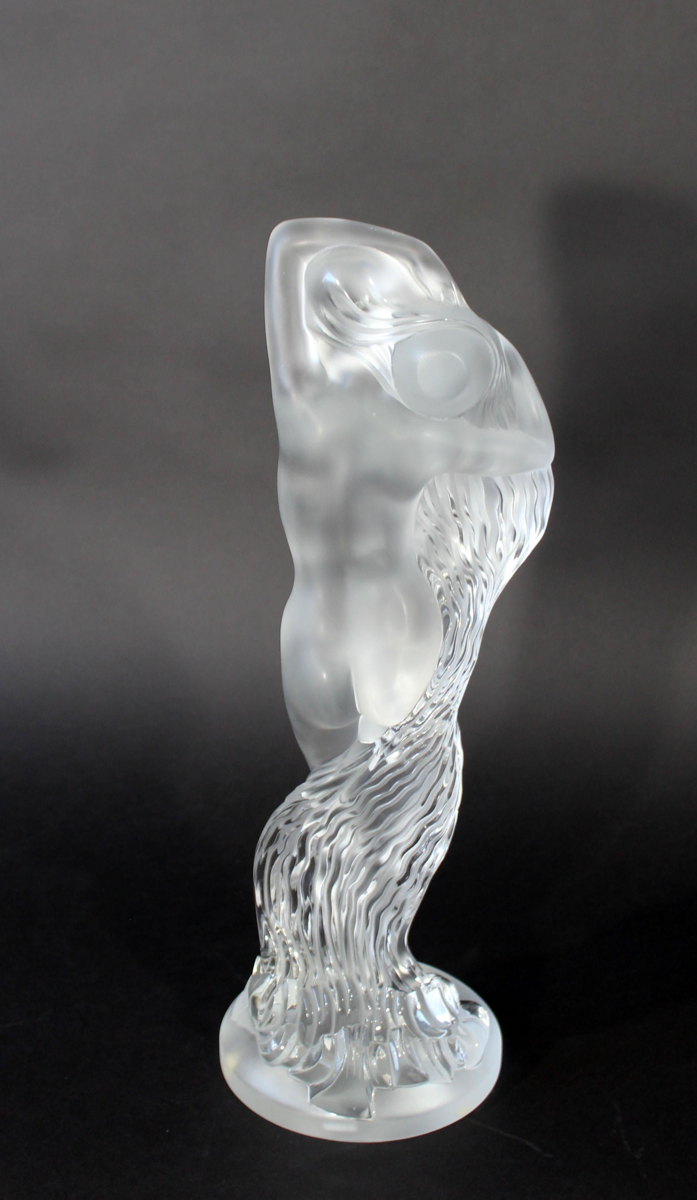 Late 20th Century Contemporary Lalique Signed Nude Water Nymph Crystal Table Sculpture 139/999