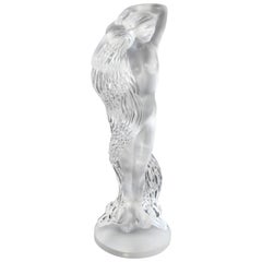 Contemporary Lalique Signed Nude Water Nymph Crystal Table Sculpture 139/999