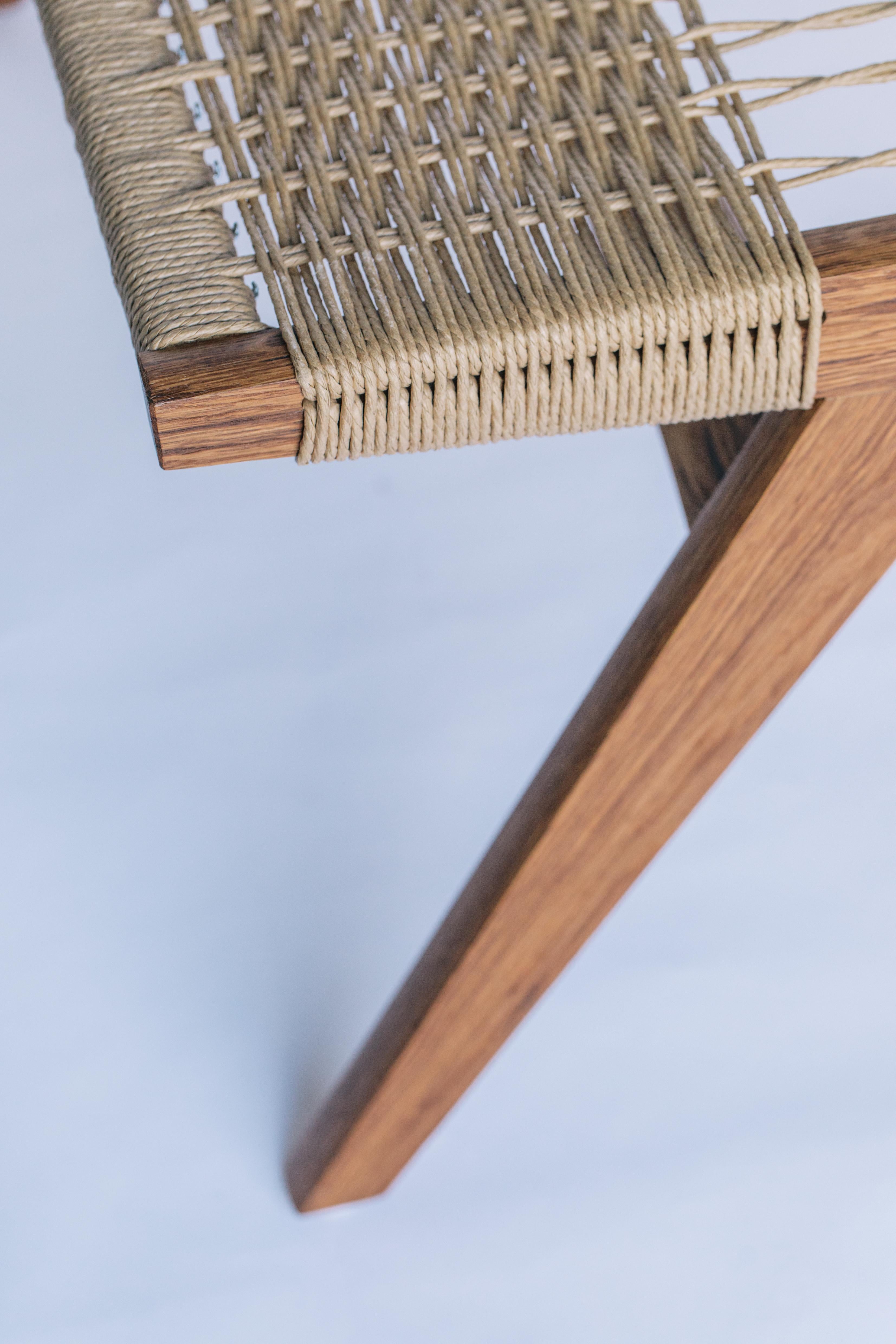 Sofá-cama contemporáneo Lambda, estructura de roble marrón, tejido en cuerda de papel danés natural Carpintería en venta