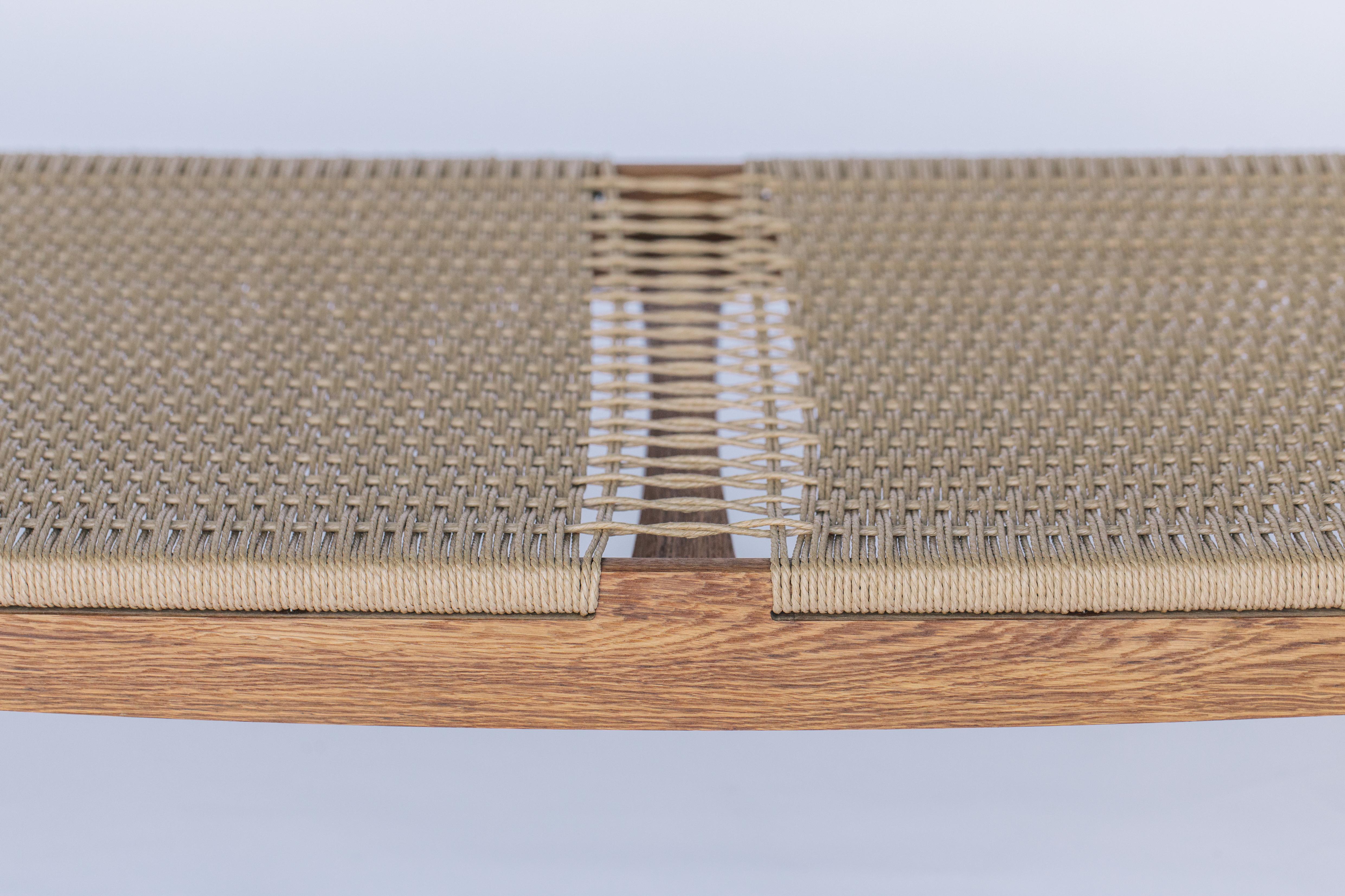 Sofá-cama contemporáneo Lambda, estructura de roble marrón, tejido en cuerda de papel danés natural Siglo XXI y contemporáneo en venta