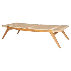 Contemporary Lambda Daybed, Brown Oak Frame, Woven in Natural Danish Papercord