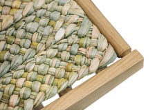 Zeitgenössisches Lambda-Tagesbett, Gestell aus ebonisierter Eiche, Sitz aus Eiche mit Lattenrost und Binsenmatt