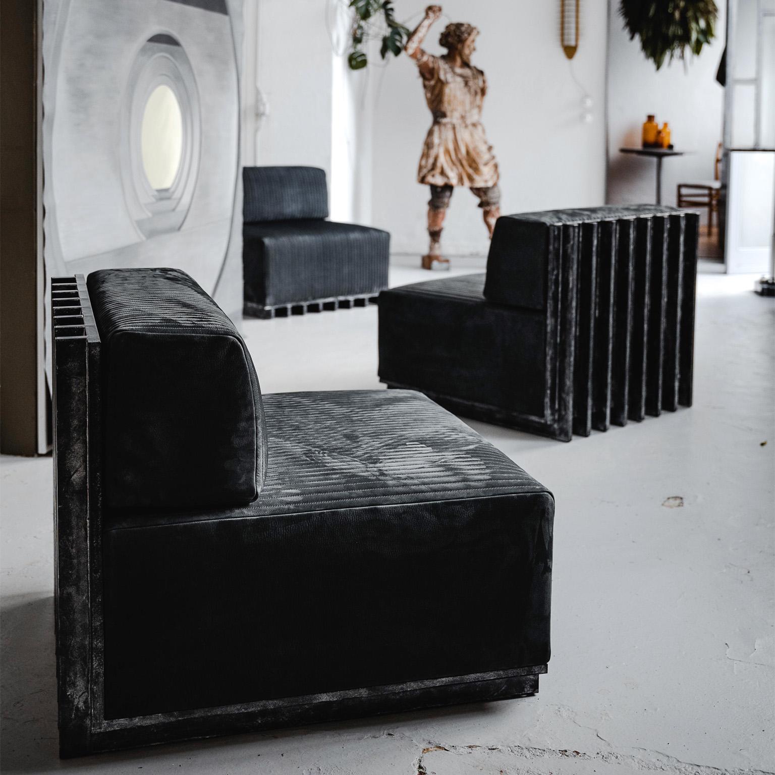 Canapé et fauteuils modulaires contemporains  System, cuir de haute qualité  en vente 2