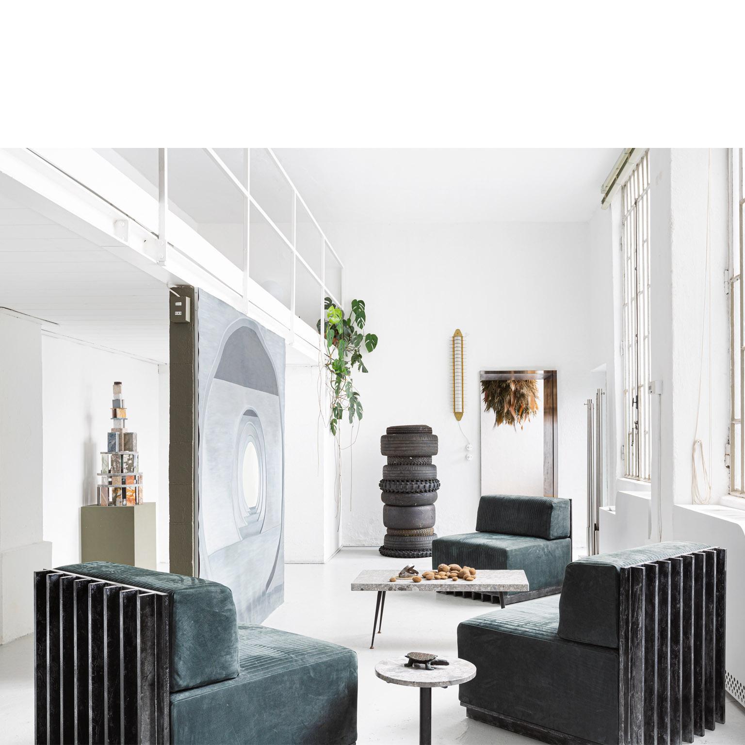 italien Canapé et fauteuils modulaires contemporains  System, cuir de haute qualité  en vente