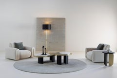 Contemporary Landscape Marble Nesting Coffee Table Set of 2, Handmade Greenapple