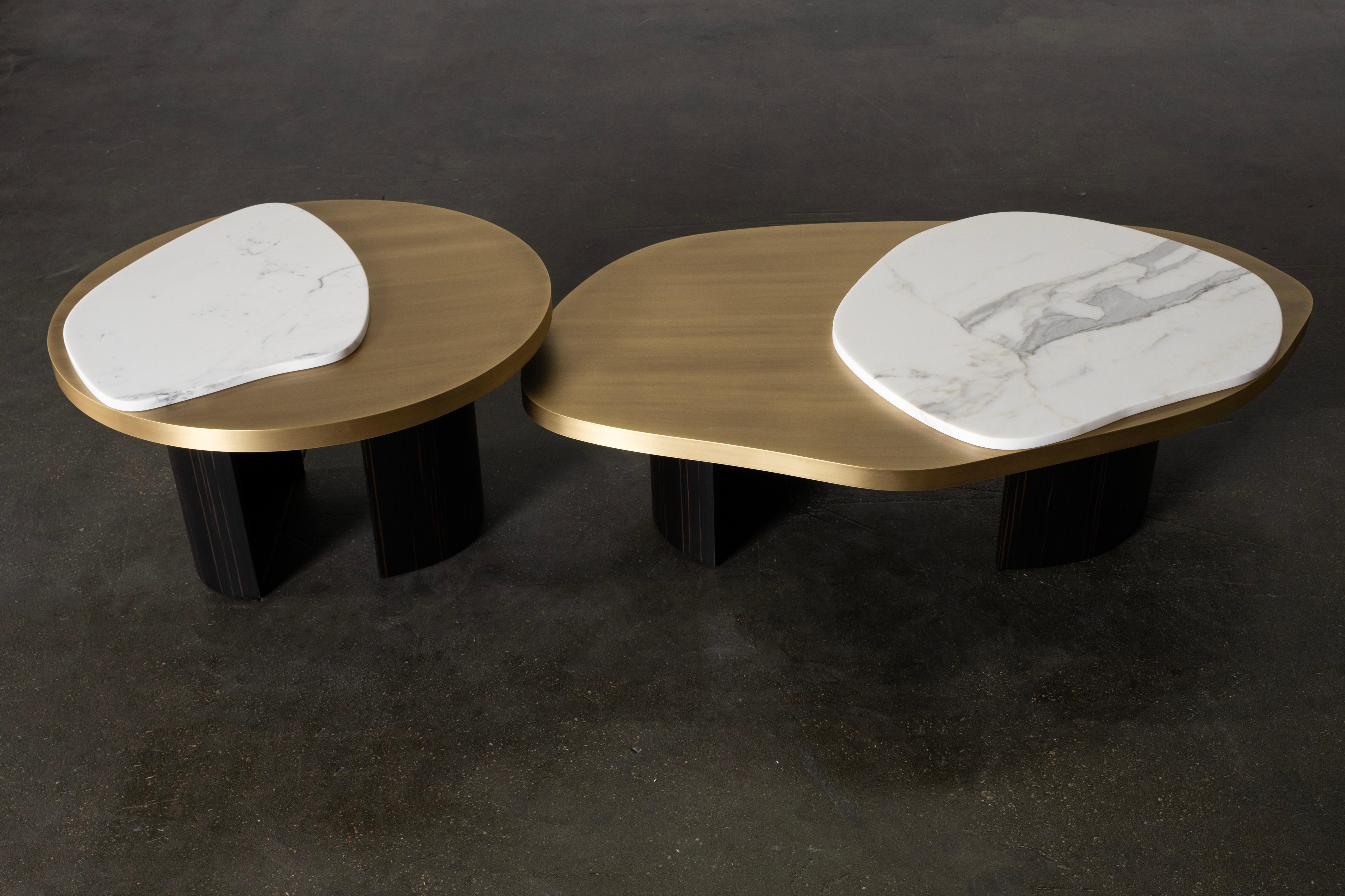 Contemporary Landscape Nesting Coffee Table Set/2, Marble, Handmade Greenapple In New Condition For Sale In Lisboa, PT