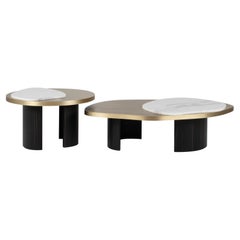 Contemporary Landscape Nesting Coffee Table Set/2, Marble, Handmade Greenapple