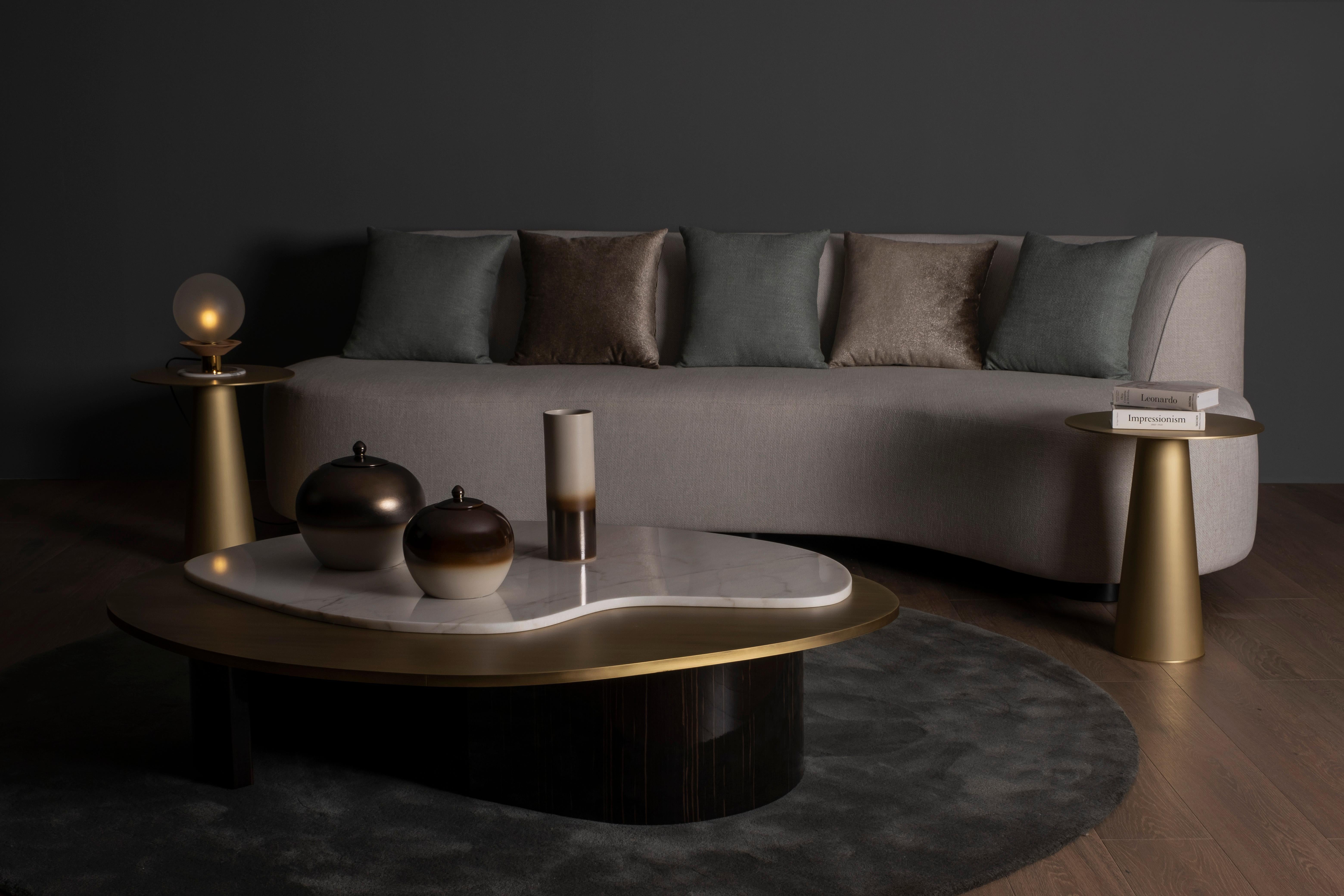 Contemporary Landscape Nesting Coffee Table Set/2 Travertine Handmade Greenapple For Sale 2