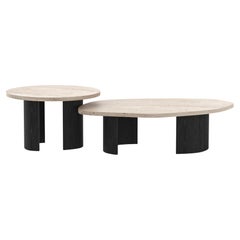 Contemporary Landscape Nesting Coffee Table Set/2 Travertine Handmade Greenapple